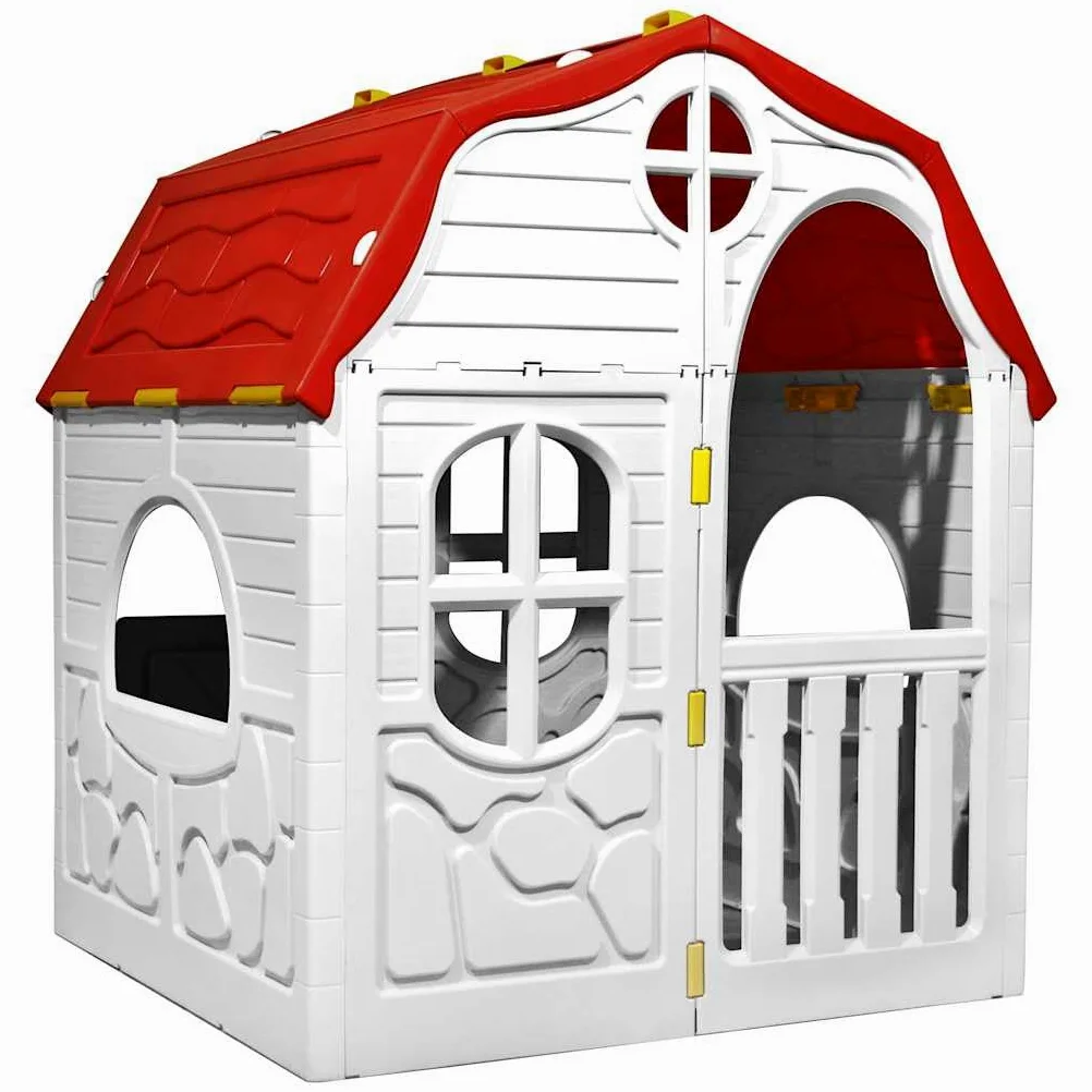 Casetta giocattolo pieghevole per interni ed esterni, resistente alle intemperie, con porta e finestre, stabile casetta da giardino per bambini dai 2 anni in su, 96 x 91 x 115 cm