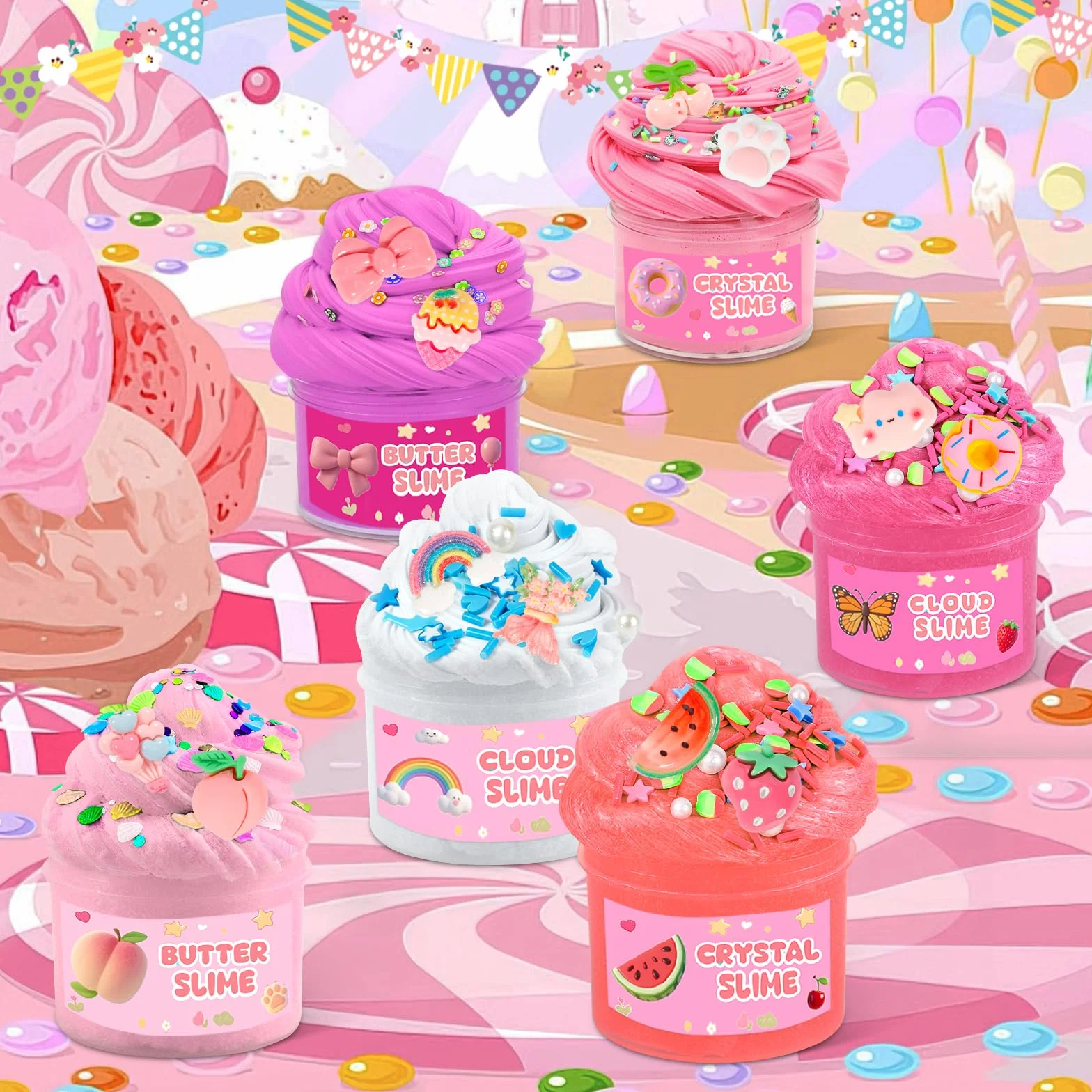 Slime Kit 6 Confezioni Fluffy Butter Kit Fai Da Te Giocattolo Antistress per Bambini