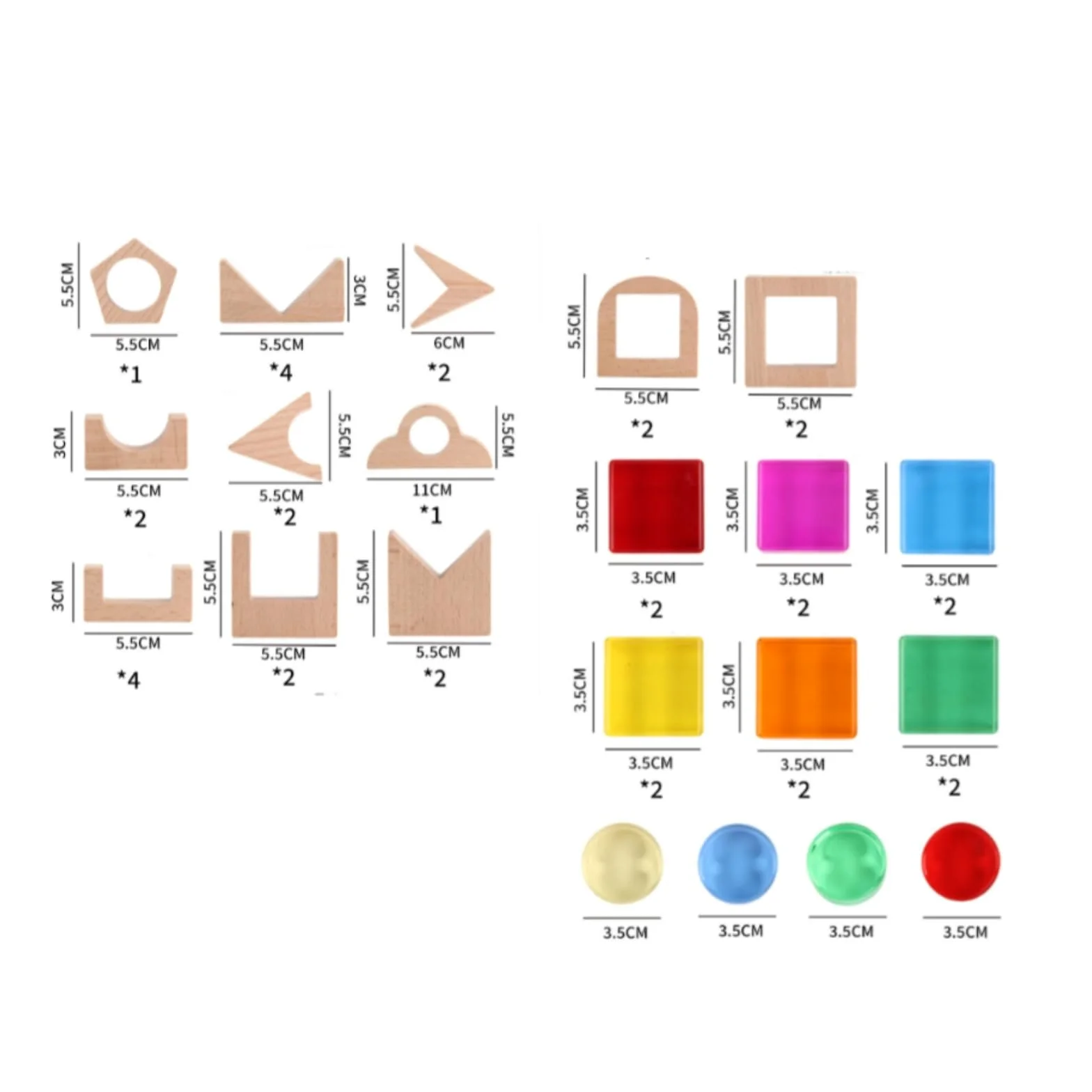 Blocchi da Costruzione Bambini Set Gioco Educativo Creativo Sensoriale Mattoncini Geometrici Pezzi Impilabili Inserti Colorati Legno Faggio E Acrilico