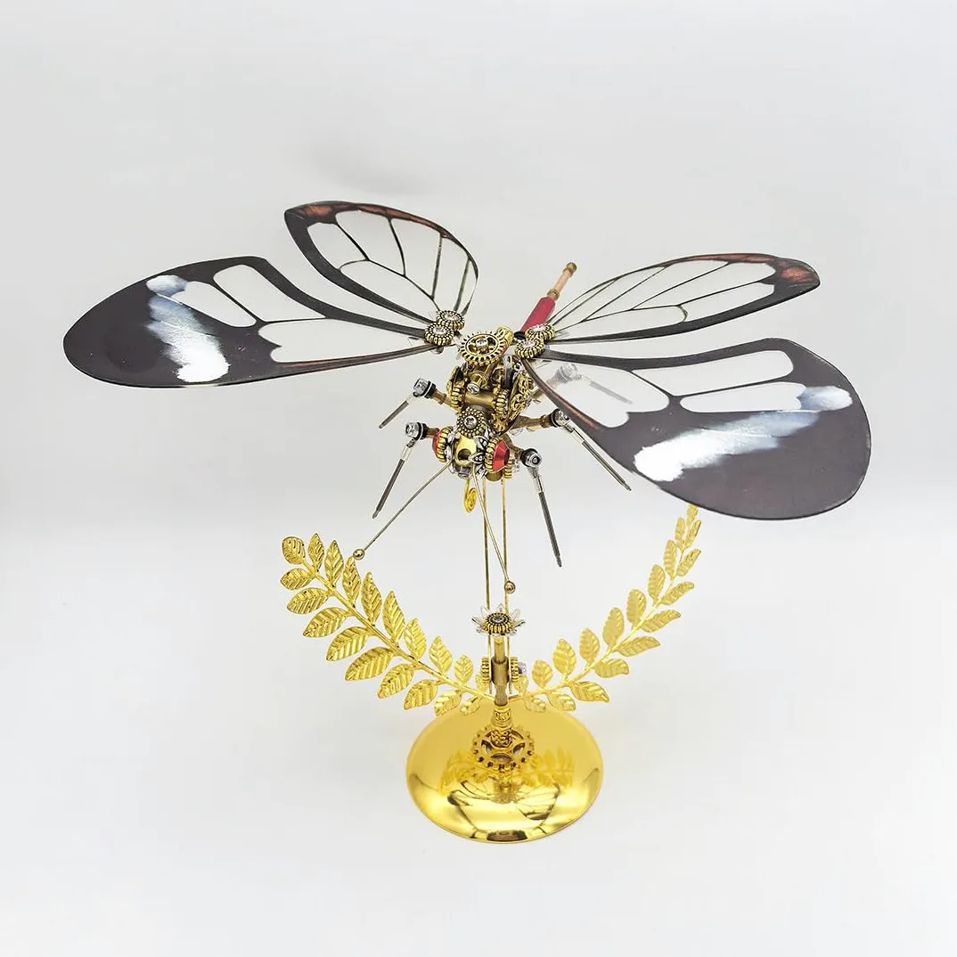 Puzzle 3D per adulti, in metallo, meccanico, con farfalla, steampunk, fai da te, con ali di vetro, regalo decorativo alla moda per gli amici (100+pezzi)