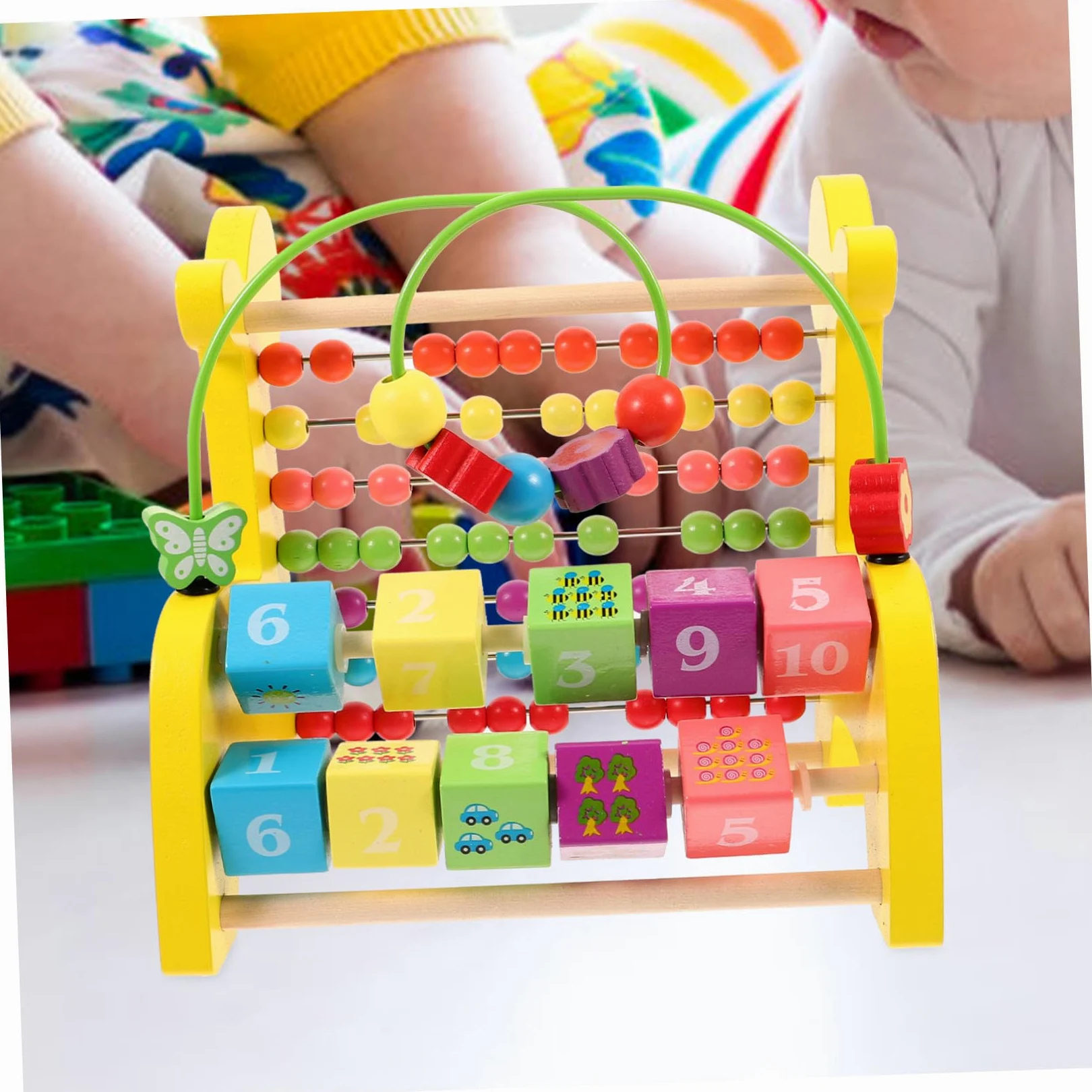 BESTonZON Abaco Giocattolo Giraffa in Legno per Ragazzo Ragazza, 1 Pz | Strumento Didattico per Contare, Riconoscimento di Numeri, Figure e Colori, per Ragazzo Ragazza