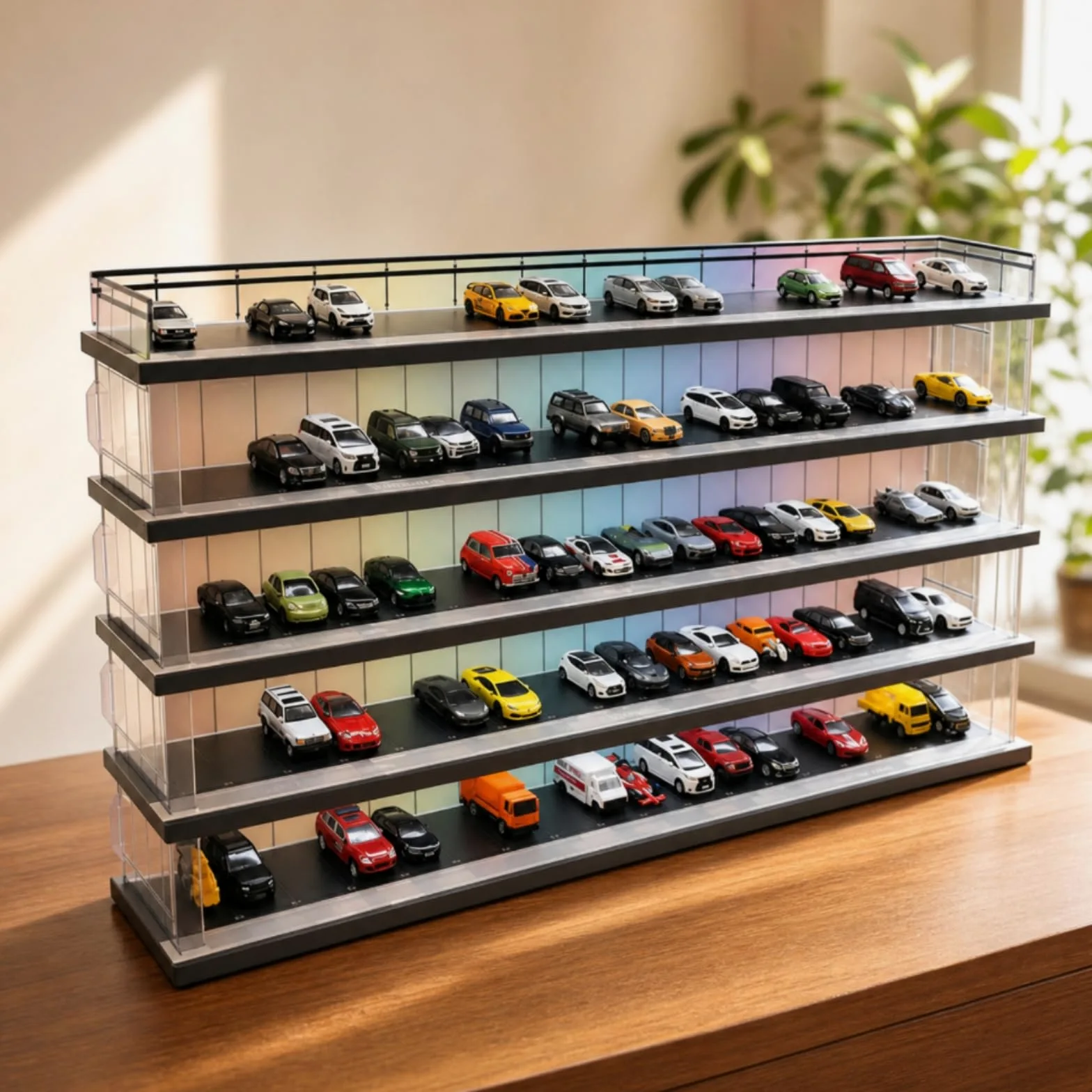 MagiDeal Espositore a Forma di Garage da Tavolo Mensola Trasparente Salvaspazio Porta Modellini di Auto per Stanza dei Giochi