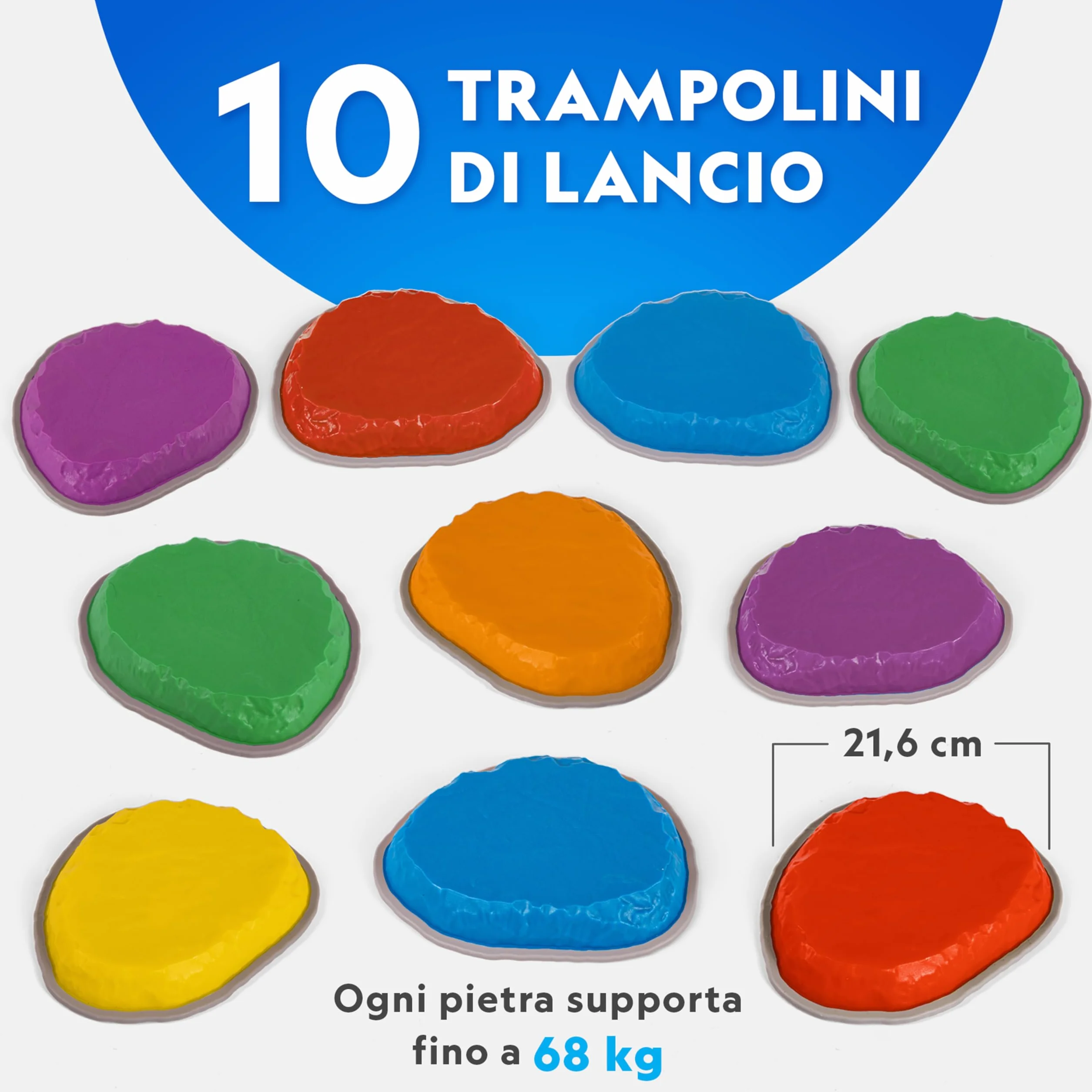 Blue Marble National Geographic Pietre per Equilibrio Bambini - 10 Pietre Antiscivolo Resistenti per Sviluppare Coordinazione e Abilità Motorie