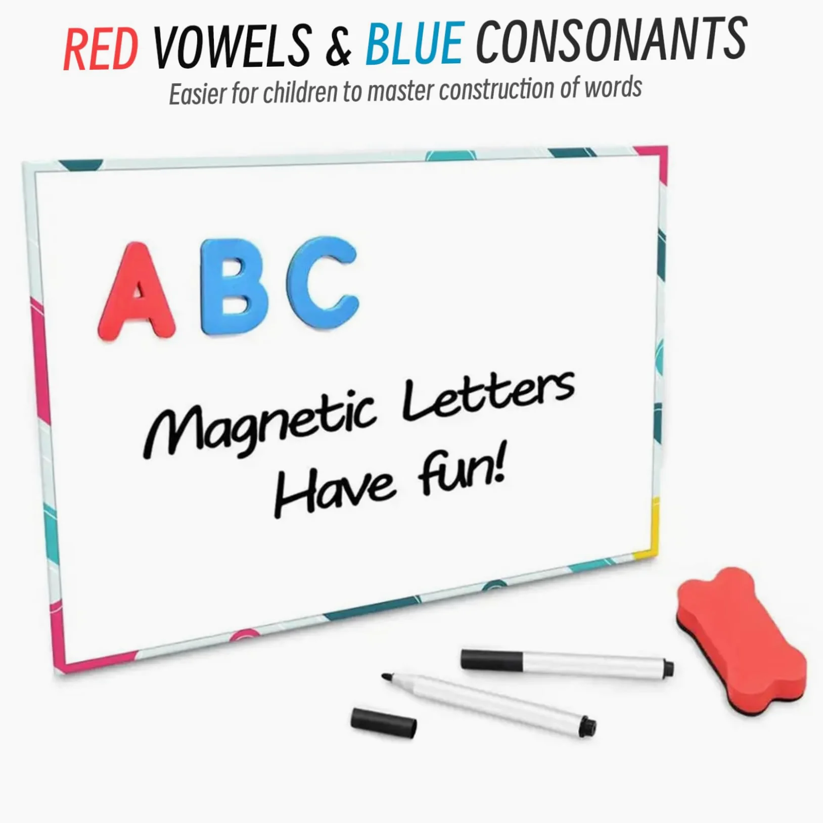 Lettere alfabetiche magnetiche da 208 pc impostano lettere magnetiche a touch soft con vocali rosse e consonanti blu magneti alfabeti educativi impostati per l'ortografia e l'apprendimento del vocabo