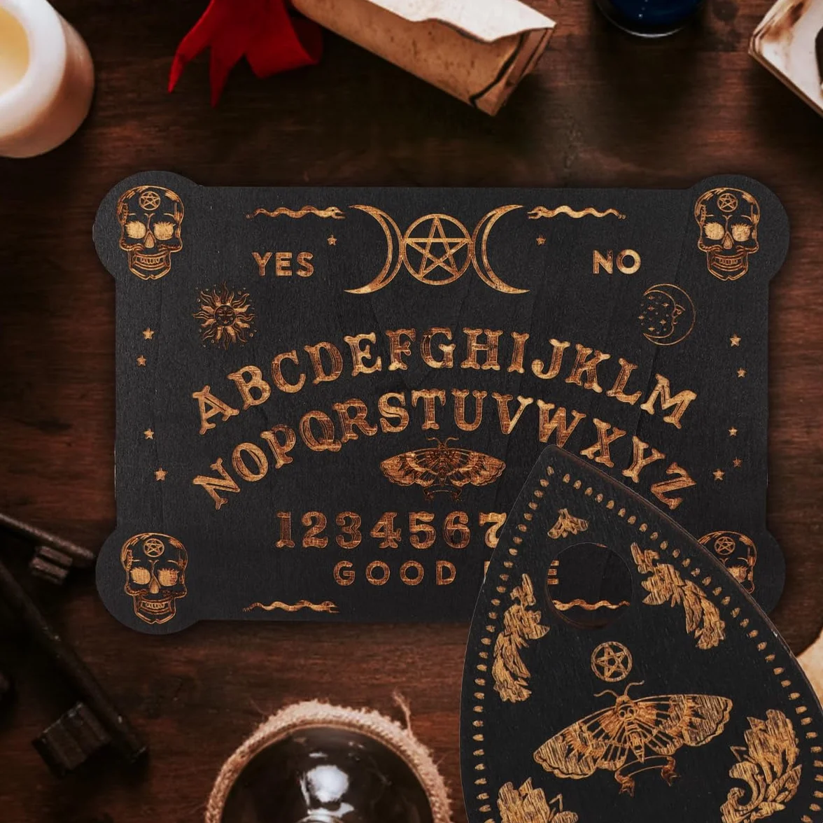 Set Di Tavole Ouija Nere in Legno, Classiche Tavole Parlanti Con Planchette, Tavola Degli Spiriti Con Messaggi Metafisici, Regali Wiccan Per Forniture Di Stregoneria