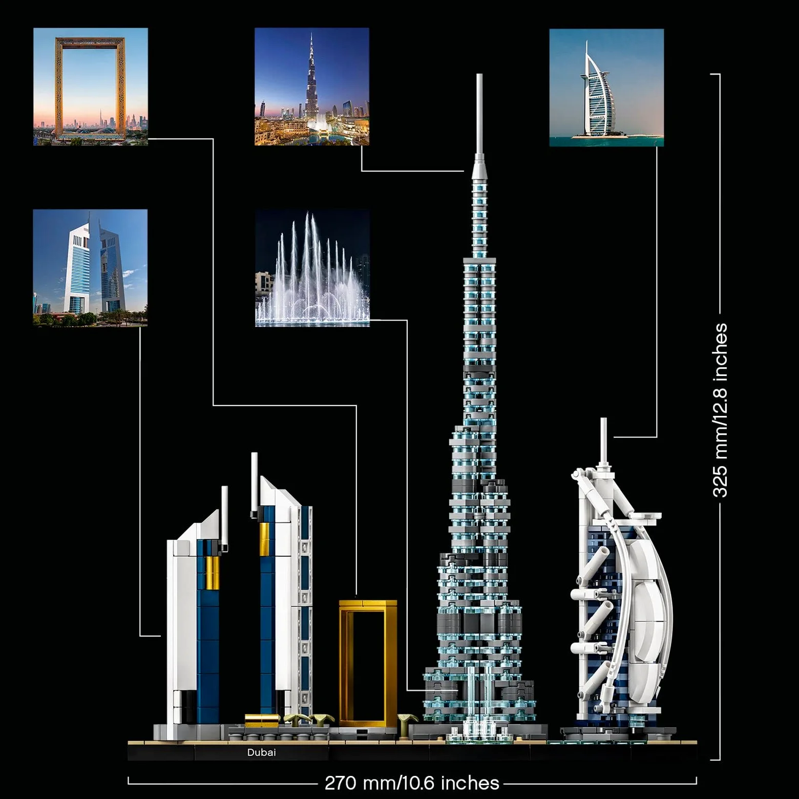 LEGO Architecture Dubai, Collezione Skyline, Kit di Modellismo Creativo e Rilassante, Costruzioni per Adulti e Ragazzi di 16+ Anni, 21052