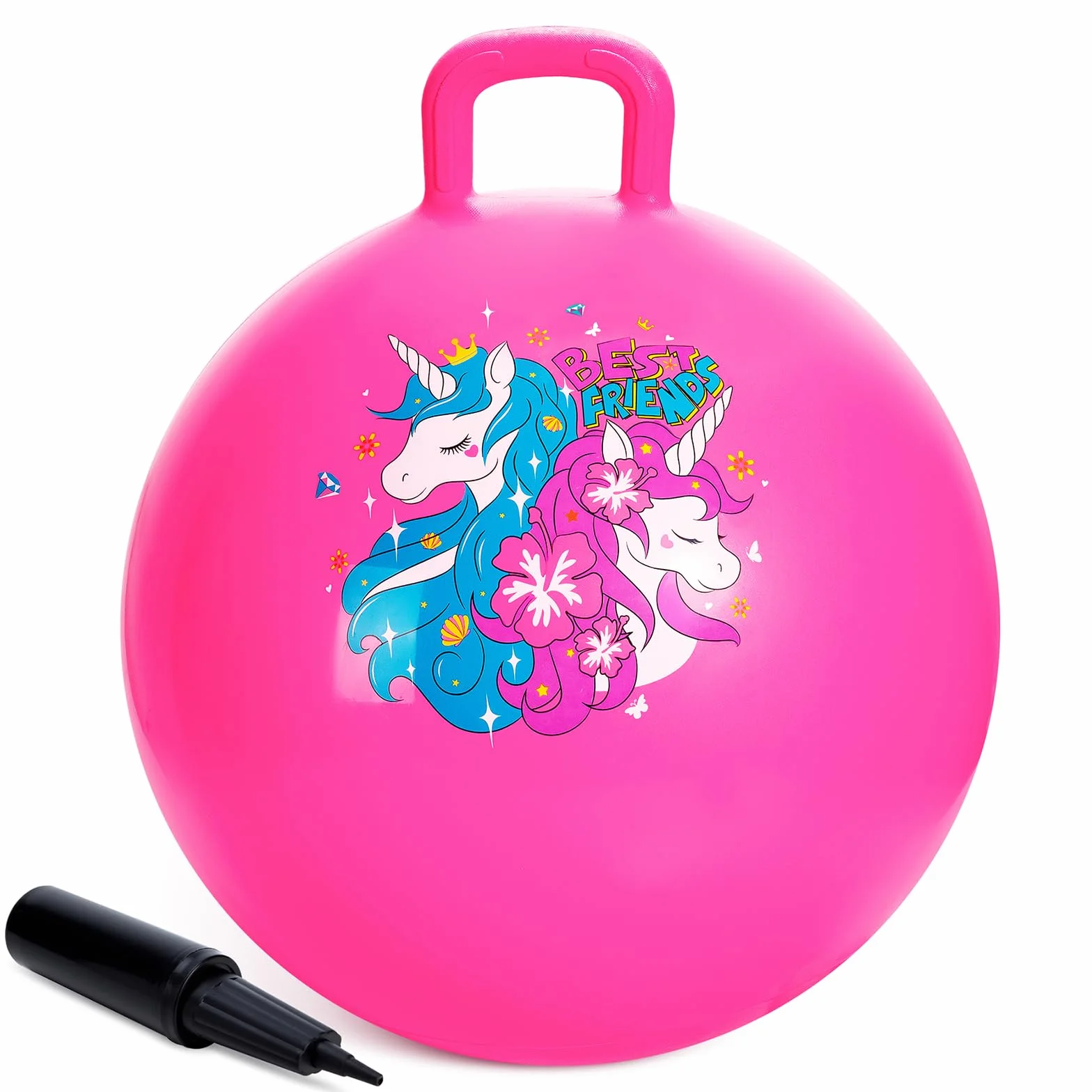 U&C Planet 45CM Pallone da Salto per Bambini 3-8 Anni Supporta Fino a 100 kg Design Antiscivolo con Pompa Palla da Salto in PVC per Interni ed Esterni