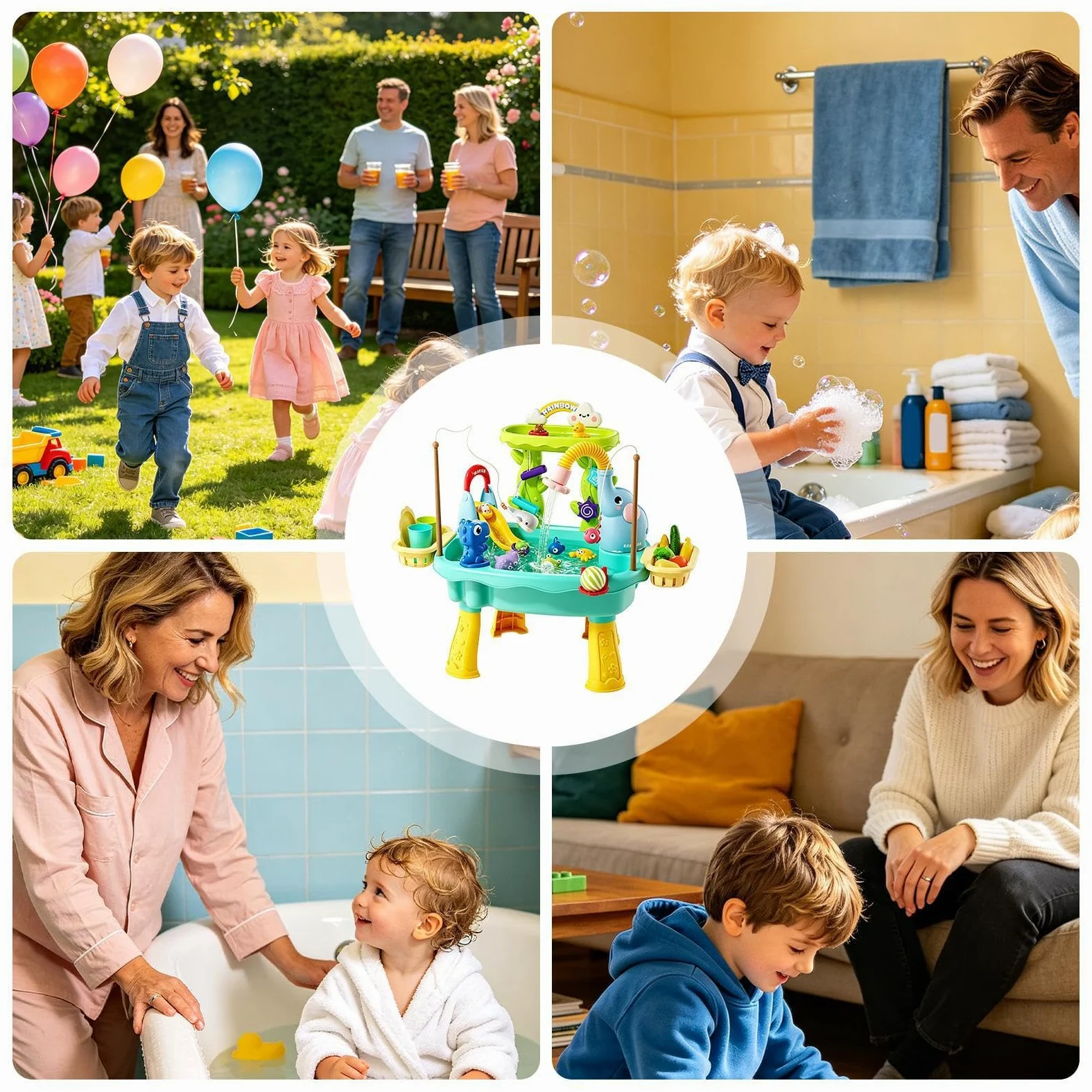 Tavolo Acquatico con di Pesca | Tavolo per Giochi d'Acqua da Esterno per , Spiaggia, , Campeggio, Patio, Asilo , Scuola Materna, Bambini e Bambine Età 4-8