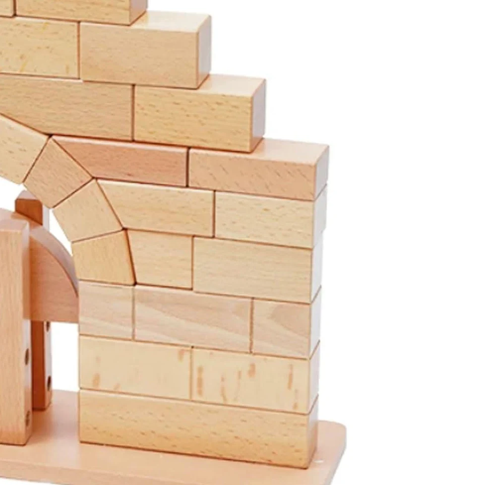 Set di Blocchi da Costruzione in Legno Montessori Arch | Giocattolo sensoriale STEM naturale in legno di faggio per la costruzione di ponti, manipolazione, equilibrio e gravità