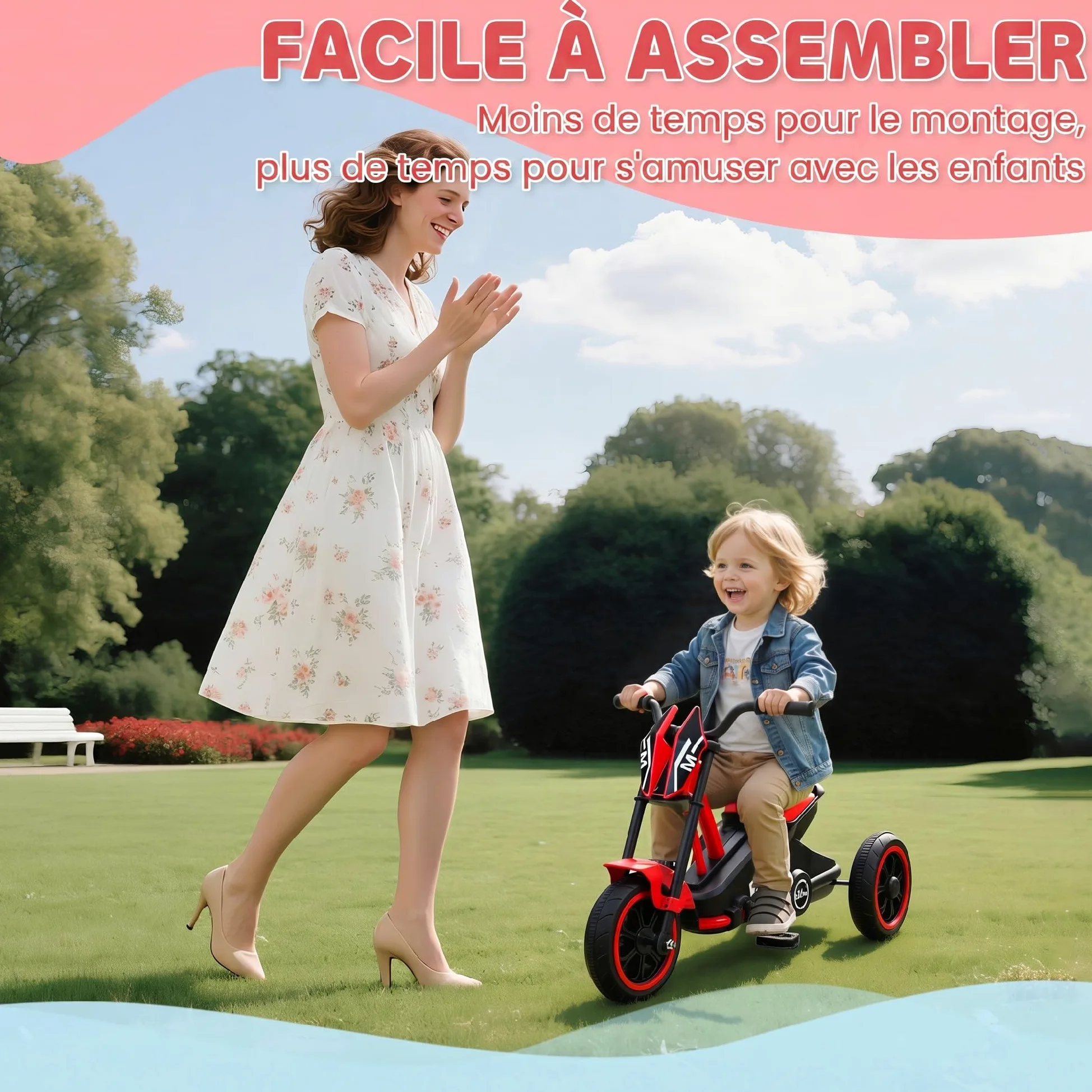 AIYAPLAY Triciclo per Bambini e Neonati con Pedali, Età 18-36 Mesi, Rosso | Per ragazzi e ragazze, Triciclo equilibrante a 3 ruote per bambini piccoli, uso interno ed esterno