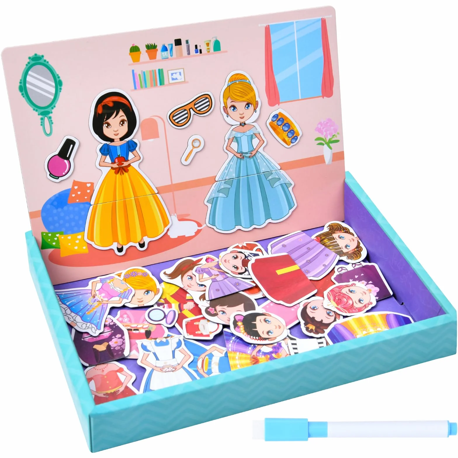 Aolso Set da gioco travestimento principessa, giocattolo puzzle magnetico educativo, 3+