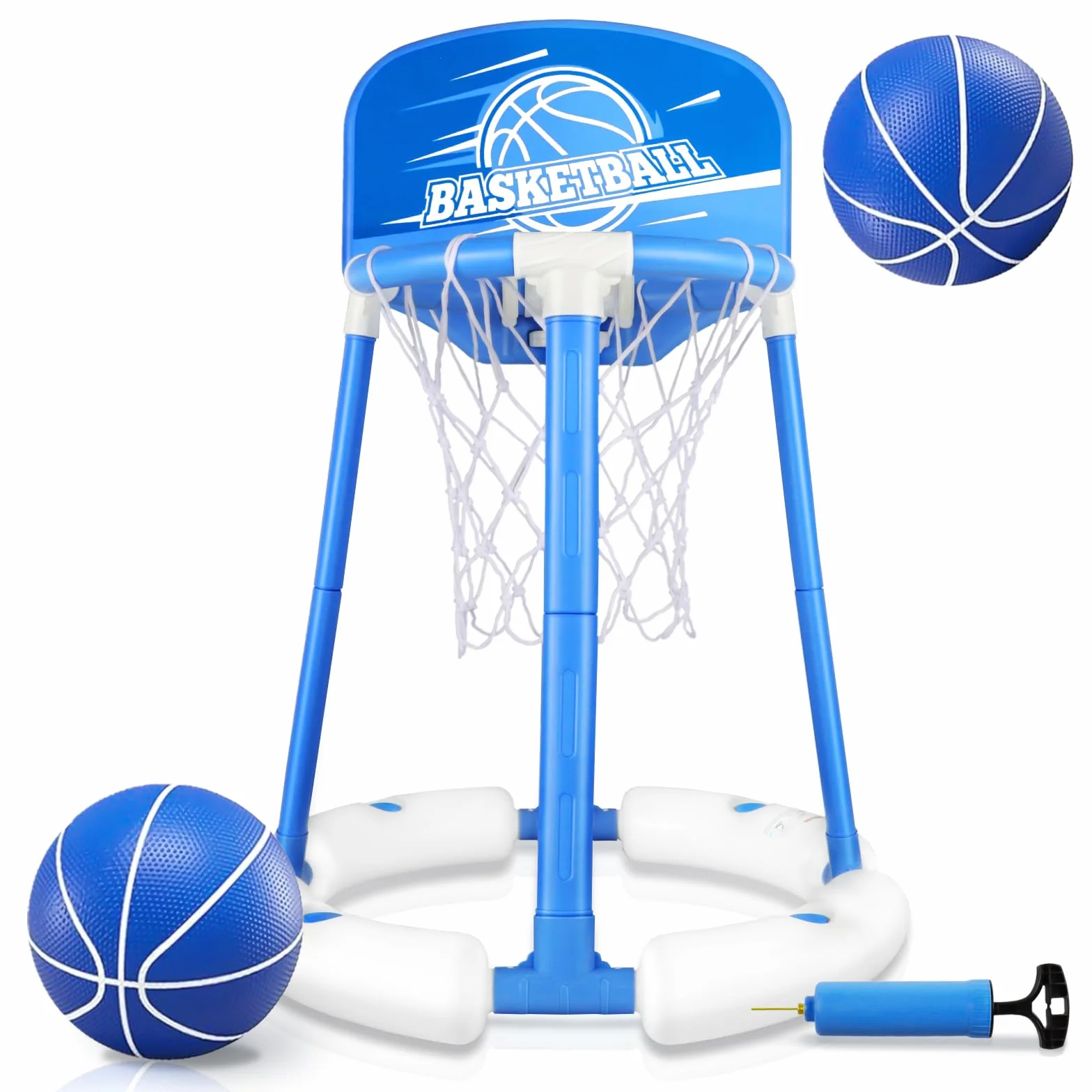 Charmofun Canestro da Basket Galleggiante per Piscina, Pool Basketball con 2 Palloni e Pompa, Giocattolo per Bambini e Adulti
