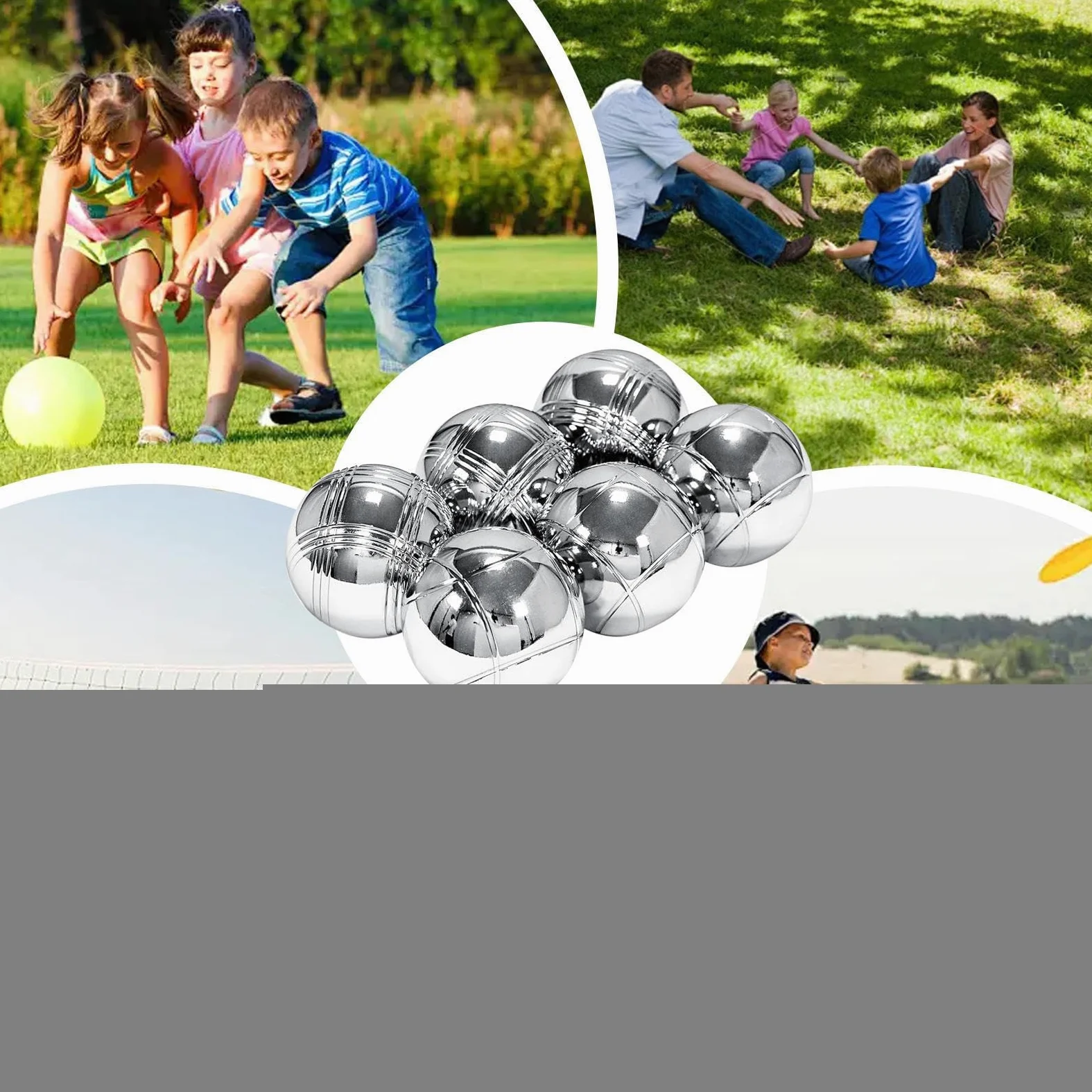 Generico d'Acciaio Kit Giocattolo da Bowling Multiuso | di palle rotolanti per , famiglie, spiaggia, picnic, bambini e adulti, giardino, set giochi esterno