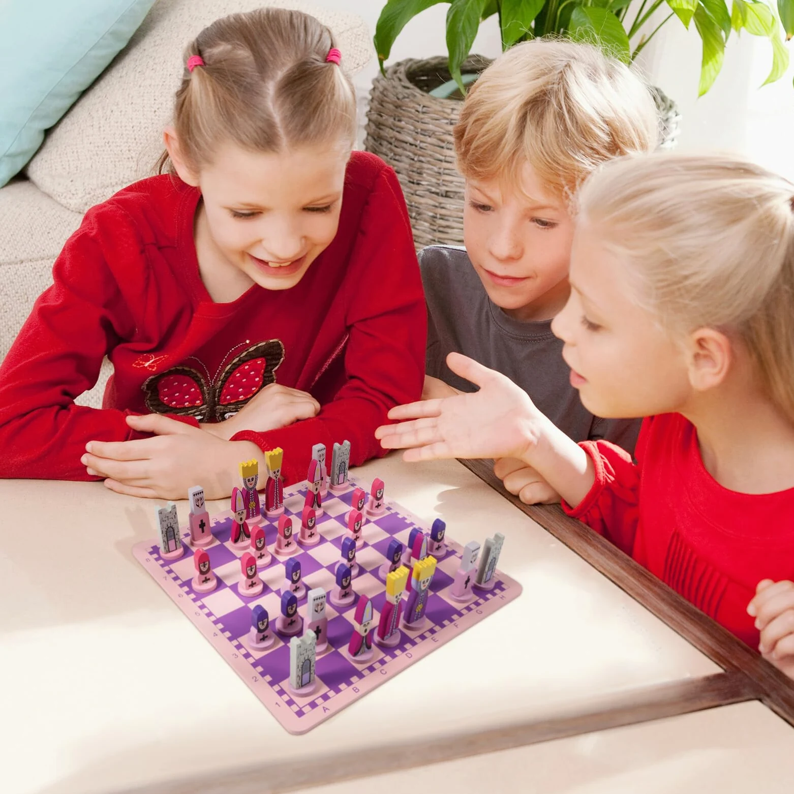 Alasum Set di Scacchi da Viaggio in Legno Porpora con Scacchiera Pieghevole, Giocattolo Educativo per Bambini e Adulti, Lavorazione Fine senza Sbavature, Design Unico