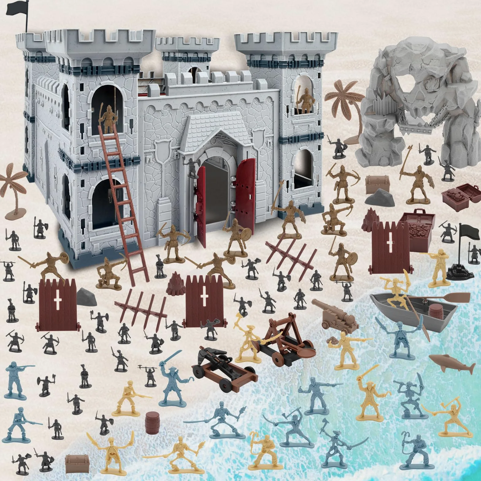 deAO Castello Medievale Giocattoli del Figure Cavalieri Action Set | 310 Pezzi Soldatini Militari Playset, Modello Militare Giocattolo Medievale, Set di Gioco Militari Regalo per Bambini 3+ Anni