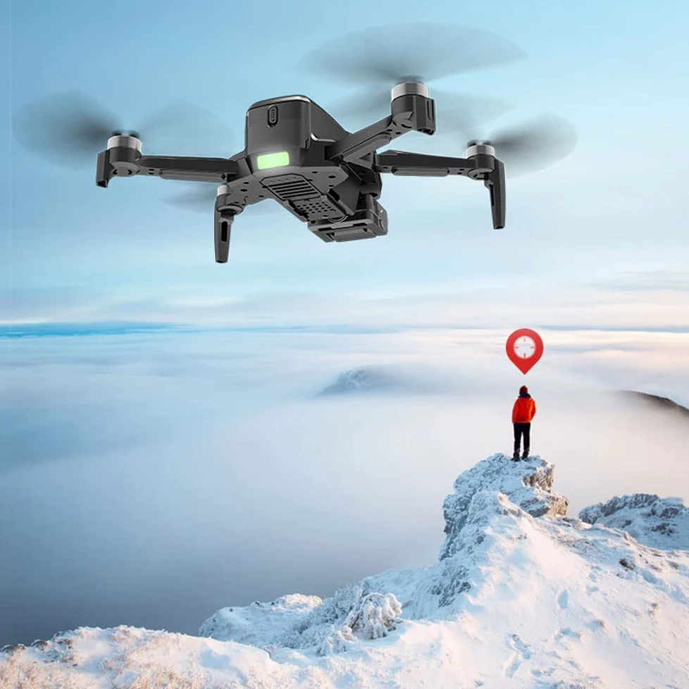 GuyAna Drone per Bambini Adulti con Fotocamera GPS 4K HD FPV, Mini quadricottero RC con Motore brushless, modalità Senza Testa, Mantenimento dell'altitudine, Selfie gestuale, ribaltamenti