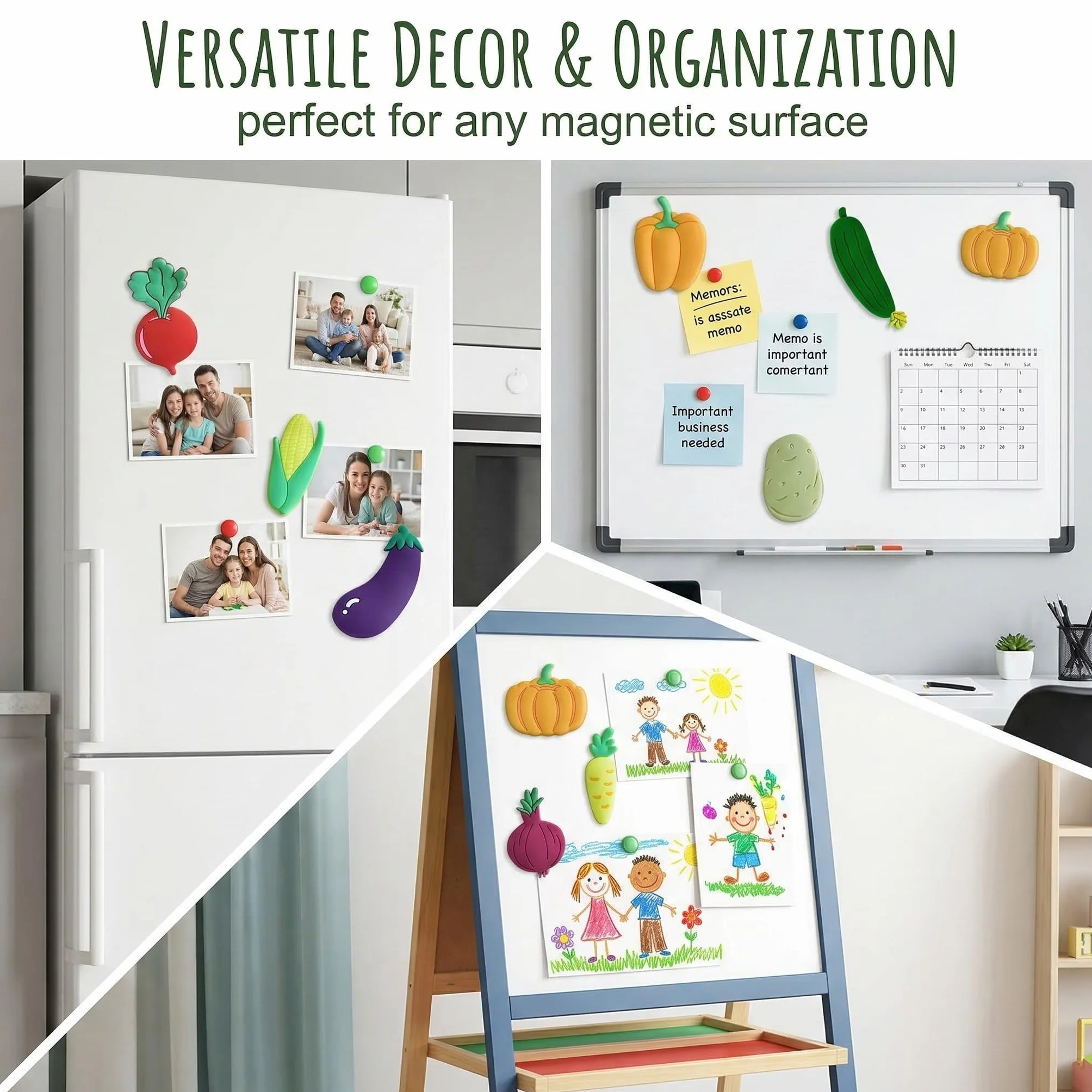 10 Calamite da frigo a forma di verdure – Calamite 3D carine per frigo e lavagna magnetica
