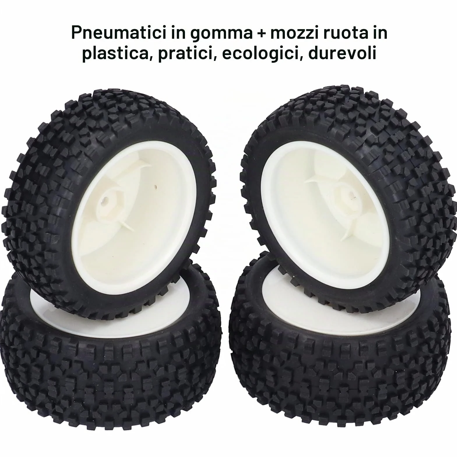 Set 4 Pezzi Pneumatici RC 1/10, Ruote in Gomma per Auto da Corsa e Buggy Telecomandati, Mozzi Ruota ad Alta Resistenza, Sostituzione Professionale per Modellismo, Grip Ottimale, Nero