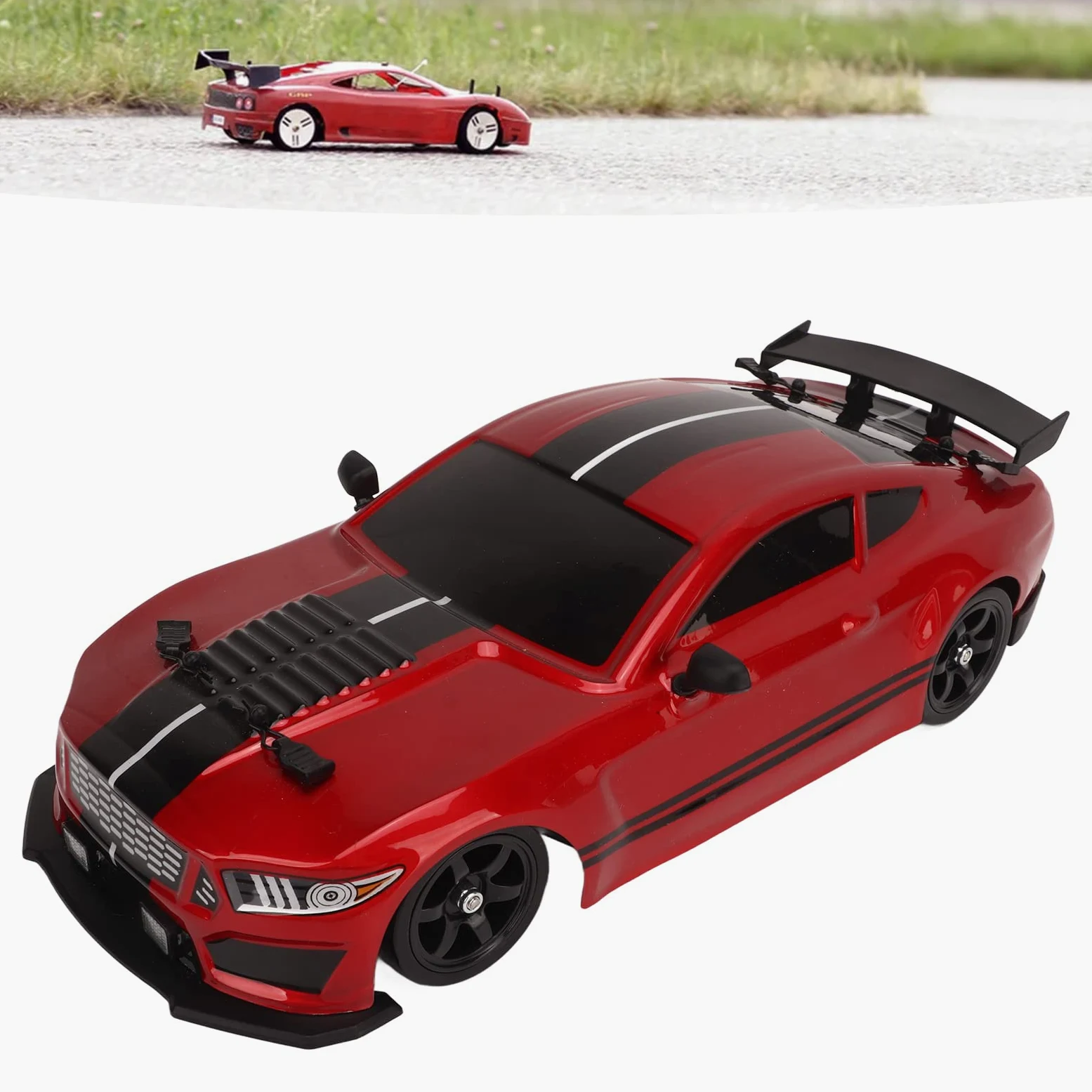BuyWeek Macchina Telecomandata, 1/16 2.4 Ghz Auto Telecomandata 18km/h Auto RC con Luci a LED per Bambini Adulti (Doppie Batterie)