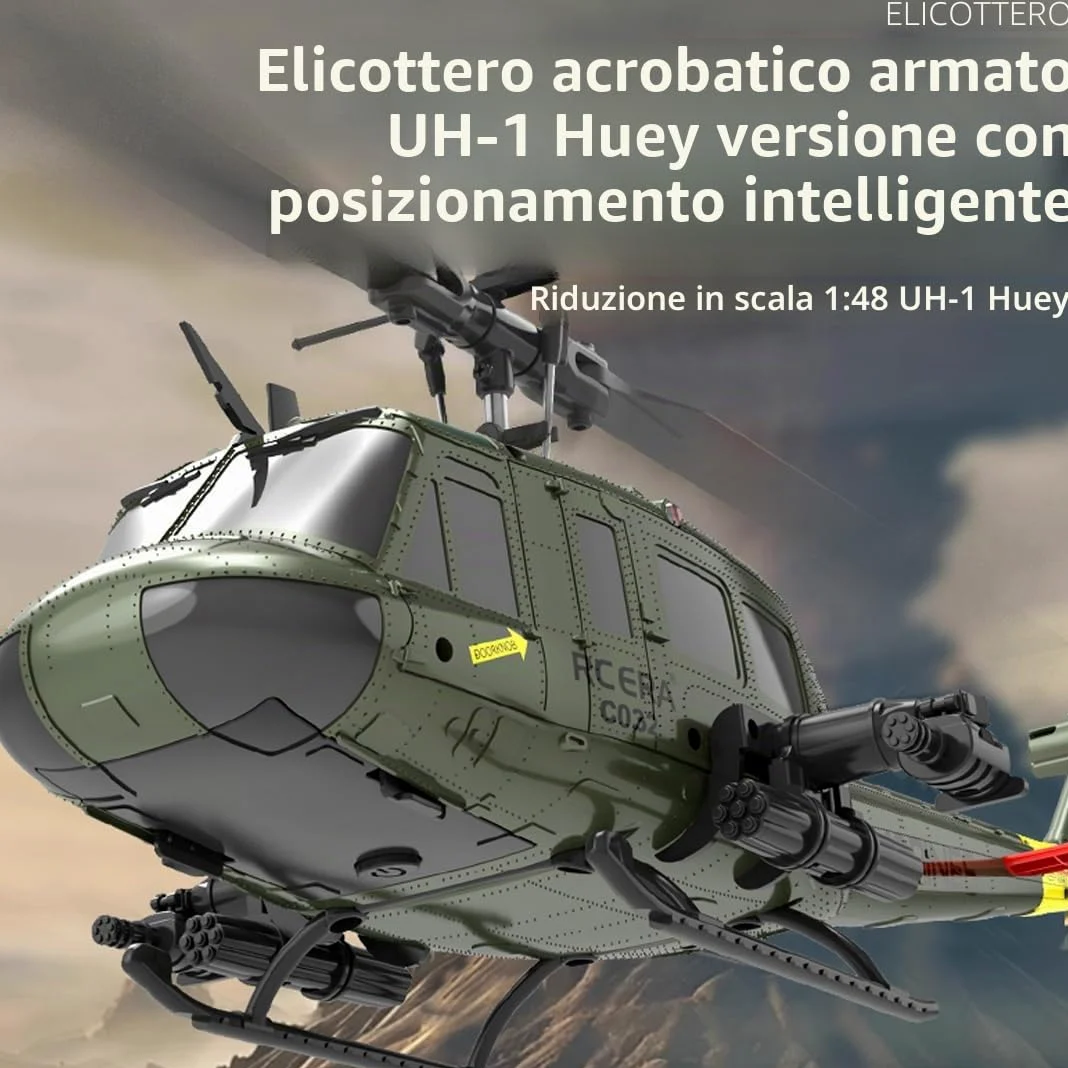 NULA RC ERA C032 UH-1 Huey RC elicottero, scala 1/48 6CH, 2,4G 6 assi giroscopio aereo militare telecomandato con ritiro 3D altezza per adulti principianti (RTF/4 batteria)
