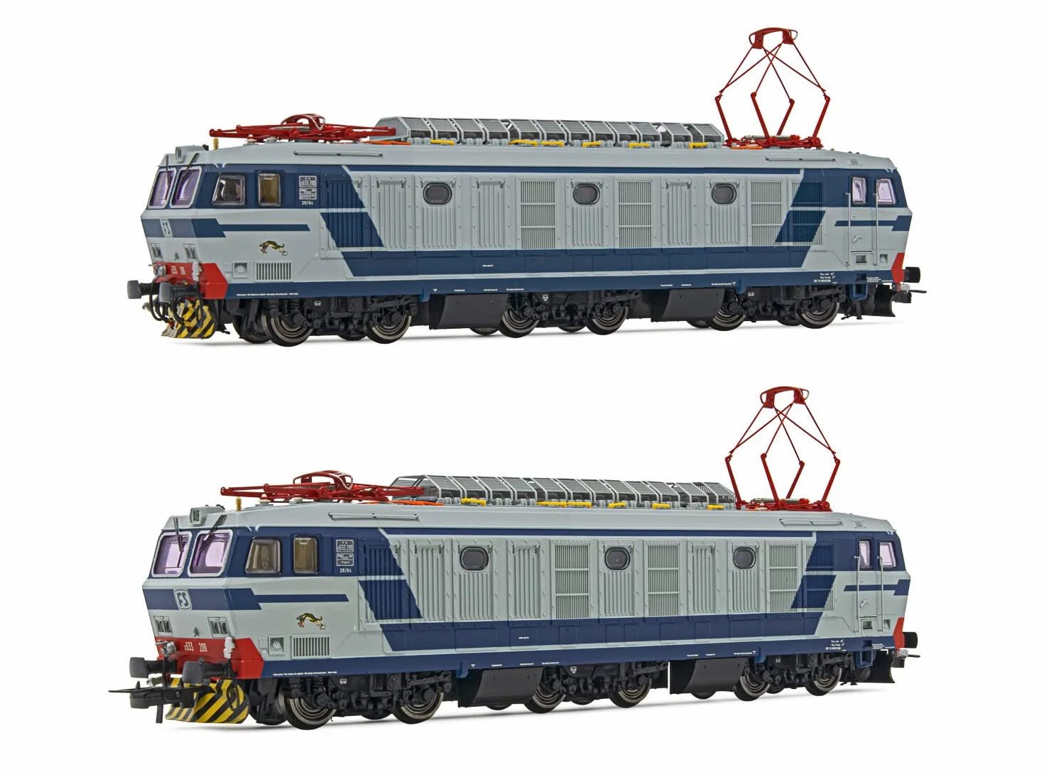Rivarossi - FS, confezione da 2 locomotive elettriche serie E.633 200, livrea blu/grigia, ep. IV-V