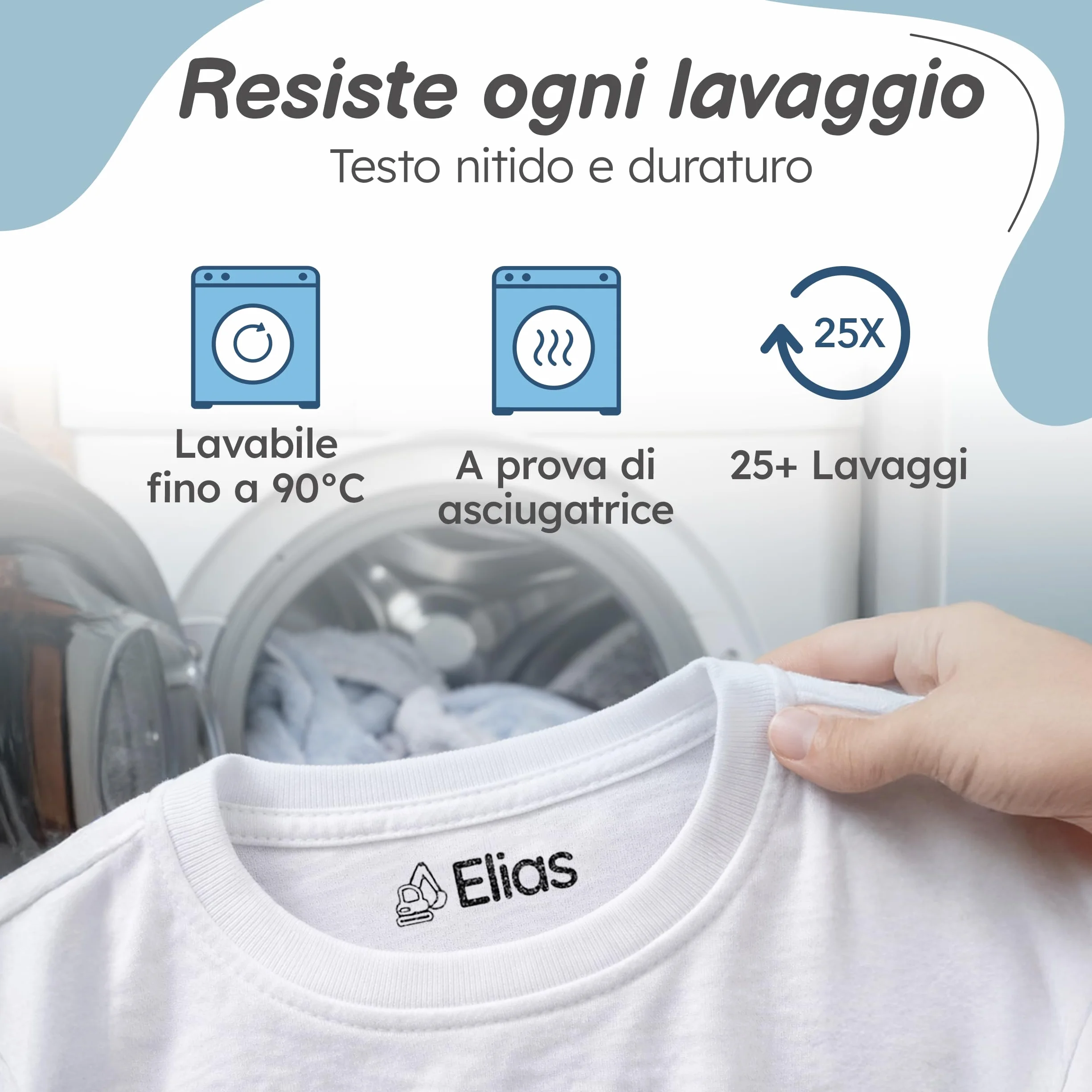 Timbro Personalizzato Per Bambini, Lavabile in Lavatrice per Abbigliamento e Oggetti