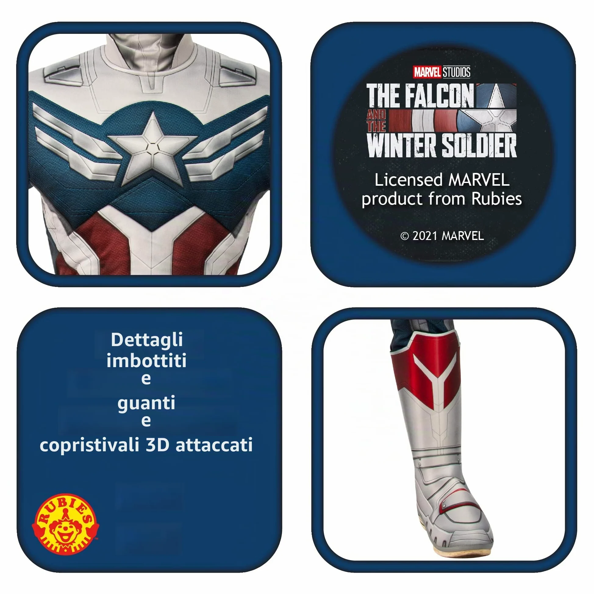 Rubie's Marvel: The Falcon And The Winter Soldier Captain America Deluxe Costume Costume Bambini e ragazzi