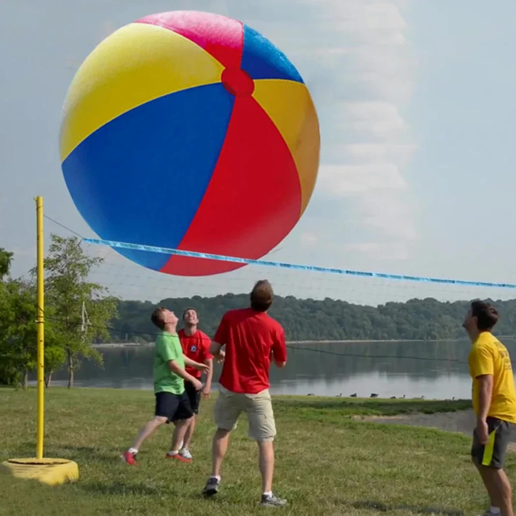Palla gonfiabile gigante, Pallone da spiaggia gonfiabile gigante, Palline da gioco in PVC morbido per divertimento in famiglia all'aperto, Rosso/Giallo/Blu, 100 cm/39, 37 pollici, Spiaggia