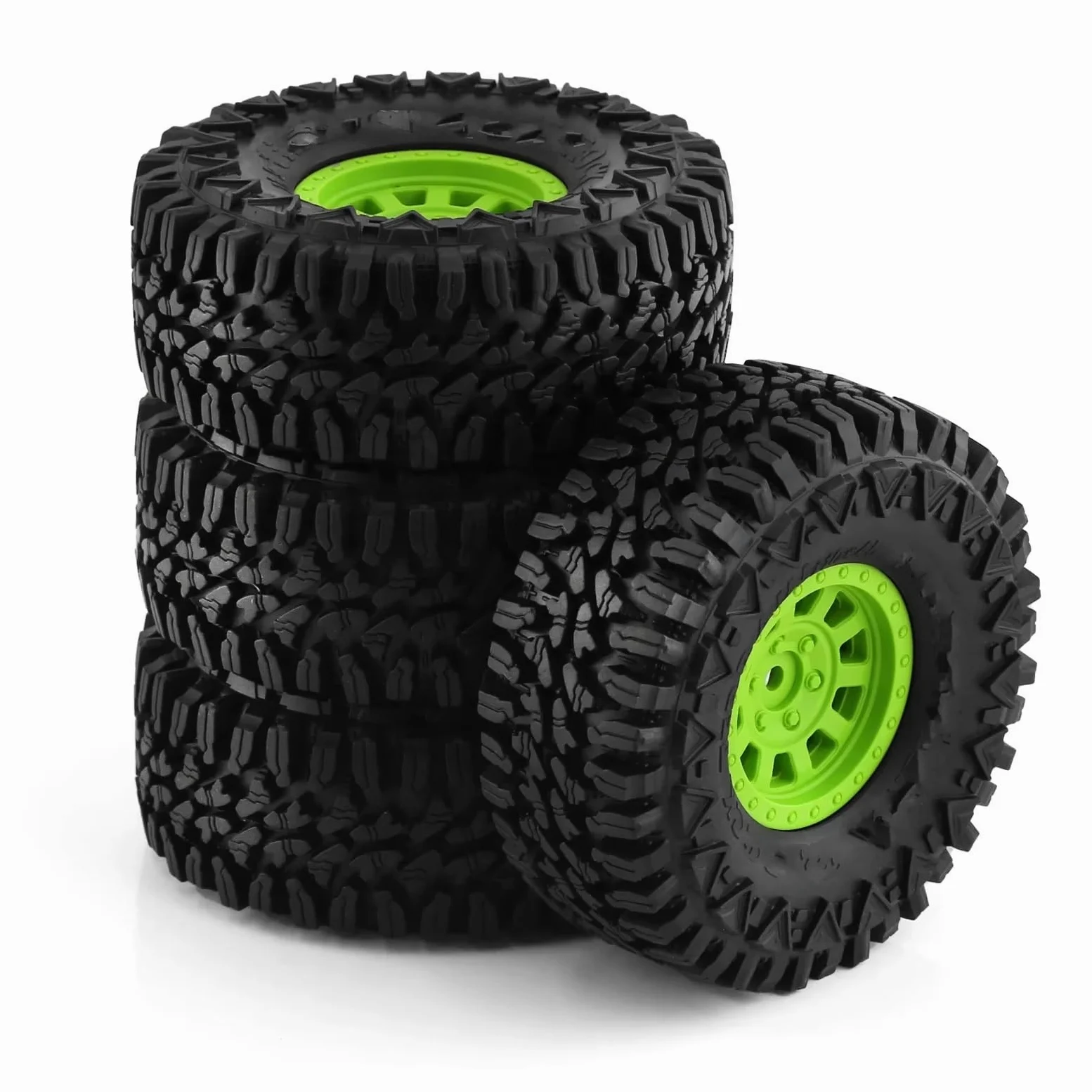 RC Ruote Gomma Compatibile Con Traxxas Per TRX4 D90 Per Axial Per SCX10 II III Per Redcat Per MST 1/10 RC Crawler Car Set Di Cerchi E Pneumatici Beadlock Da 1,9"(Green)