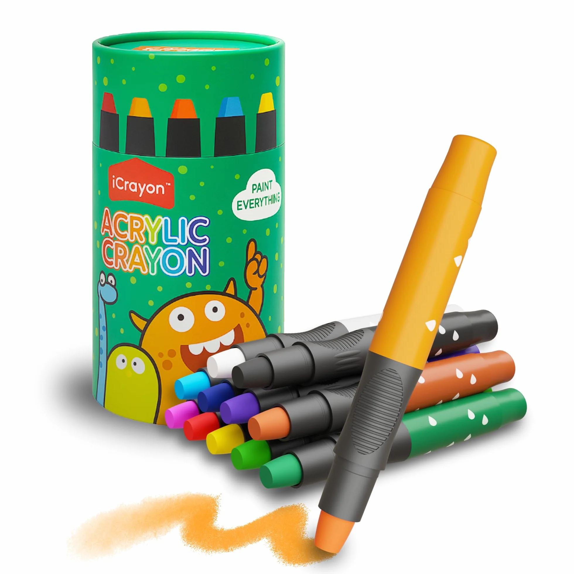 iCrayon Set di Stick di Pittura a Tempera Jumbo, 12 Colori – Facili da Usare, Lavabili, Non Tossici, Ideali per Bambini