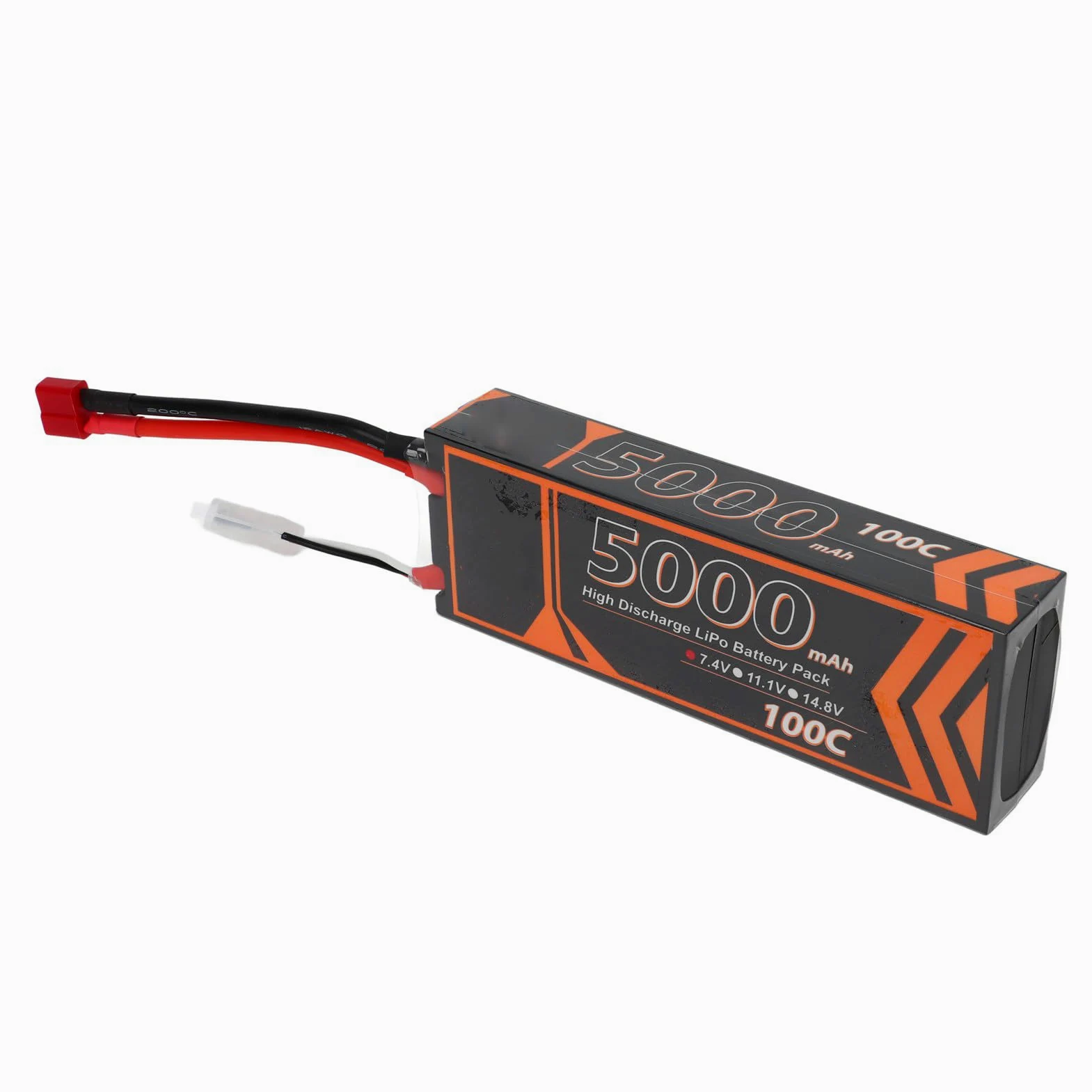 Alomejor Batteria Lipo RC 7.4V 5000mAh 2S 100C, Batteria Lipo Rigida con Spina Rossa a Forma di T per Quadricottero RC Modello FPV Racing