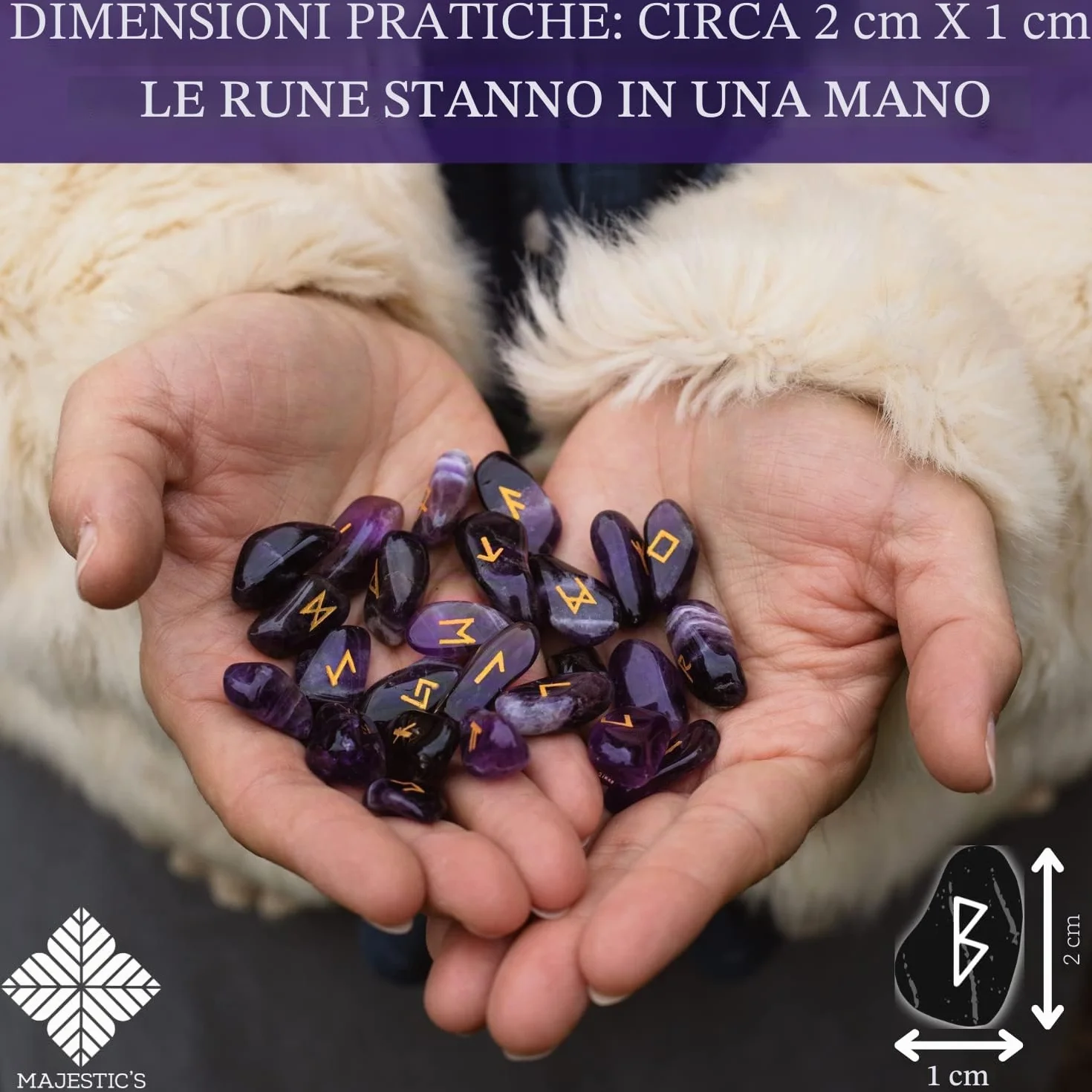 Set x25 Pietre Rune Celtiche Vichinghe Ametista Incise 2 cm x 1 cm Alfabeto Futhark per Divinazione
