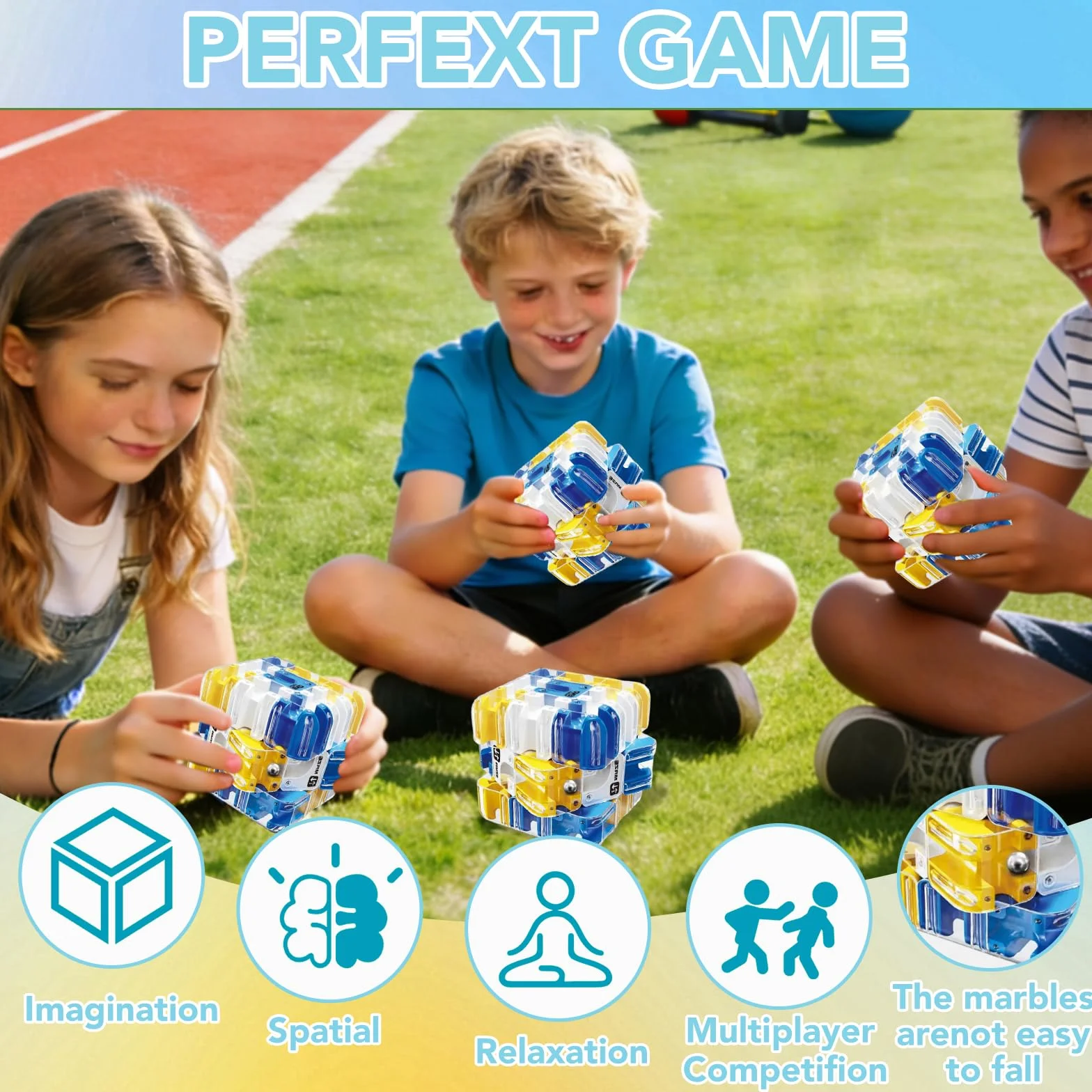 Grande Cubo Labirinto 3D,Labyrinth 3d Puzzle Maze Cube,Giocattolo Labirinto di Biglie 3D,Giocattolo Per Allenare La Consapevolezza Spaziale,Brain Training Logic Game (blu)