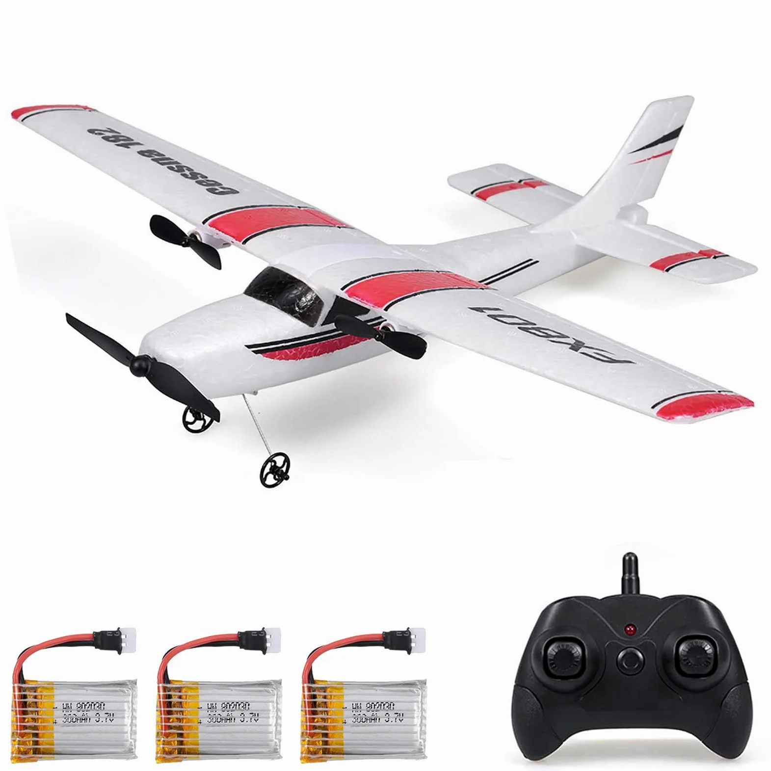 Goolsky FX801 Cessna 182 2,4 GHz 2CH RC Aereo Outdoor Giocattolo per Bambini Ragazzi con 3 Batterie
