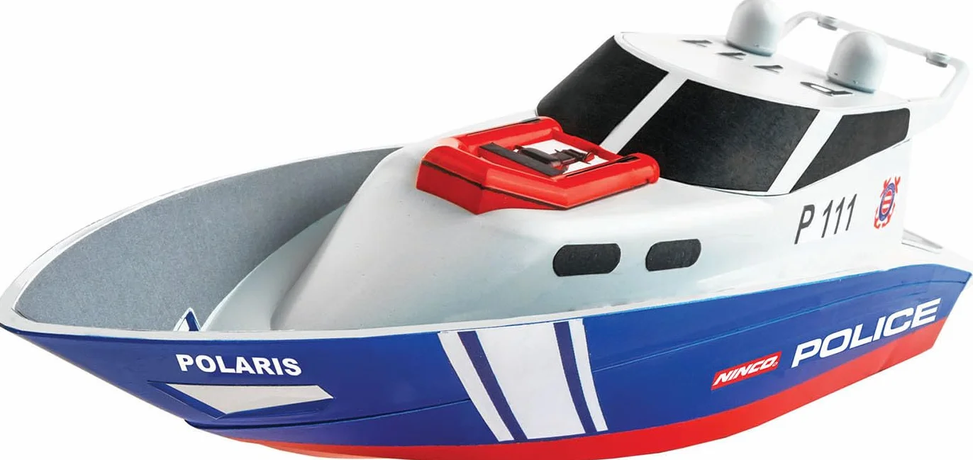 Ninco - NincOcean Polizia | Barca telecomandata con ampio angolo di rotazione e 2 motori | Dimensioni: 24 x 9 x 8 cm | Solca le acque con questa bestia acquatica | A partire dai 6 anni (NH99032)