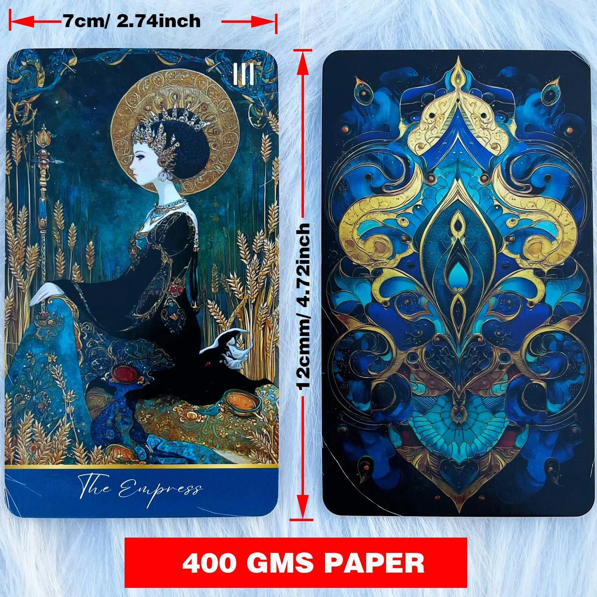 Mazzo di tarocchi Azure Arcana, 78 carte dei tarocchi con guida generale, carte dei tarocchi artistiche blu e oro fantasy per principianti, strumento di divinazione per la lettura della stregoneria