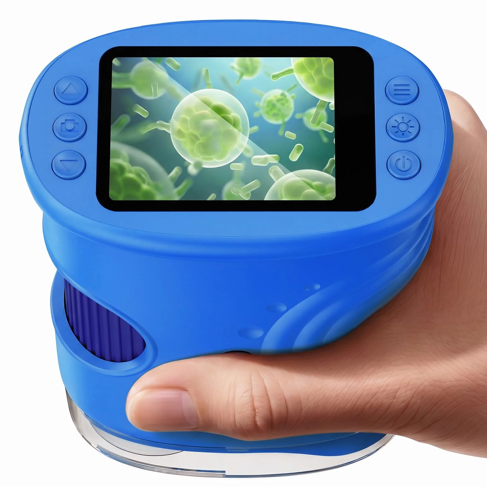 Microscopio Digitale Bambini 1000X, Microscopio Portatile con Schermo IPS 2 Pollici, 8 LED Luce Regolabile, Foto e Video, Regalo di Compleanno per Bambini Ragazzi e Ragazze (Blu)