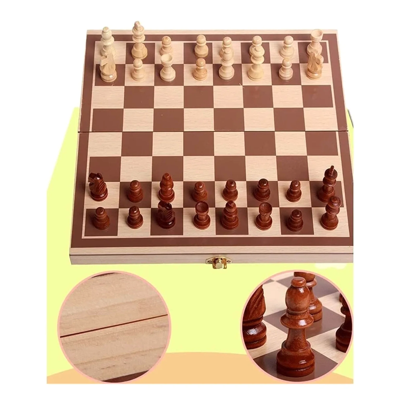 Set Scacchi Set di Scacchi da Gioco Tavolo 11,4x11,4 Pollici Standard in Legno Pieghevole Scacchiera Gioco
