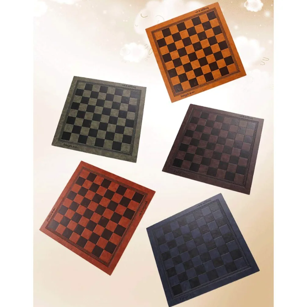 Set da scacchi pieghevole da viaggio, Scacchiera in PU Isolamento termico bifacciale Pieghevole 33,7x33,7 cm/13,2x13,2 pollici Doppio marrone(Dark Brown)