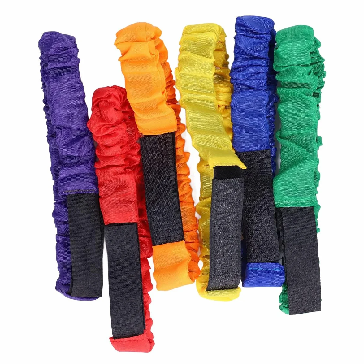 Sarini Set di 6 Cinghie Elastiche in Nylon colorato per la Corda da Gioco per la Corsa dei Piedi - Giochi di Team Building per la Scuola di Carnevale di Compleanno ricreativa all'aperto