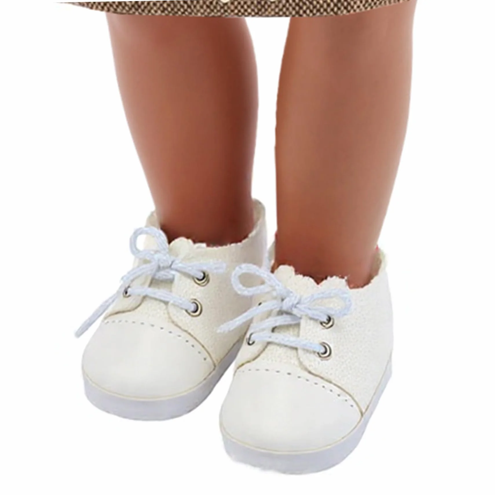 Scarpe da Bambola da 18 Pollici 1 Paio di Scarpe da Bambola in Tessuto Bianco per Bambole da 18 Pollici con Lacci Accessori Decorativi Fai da Te per Giochi di finzione, Esposizione