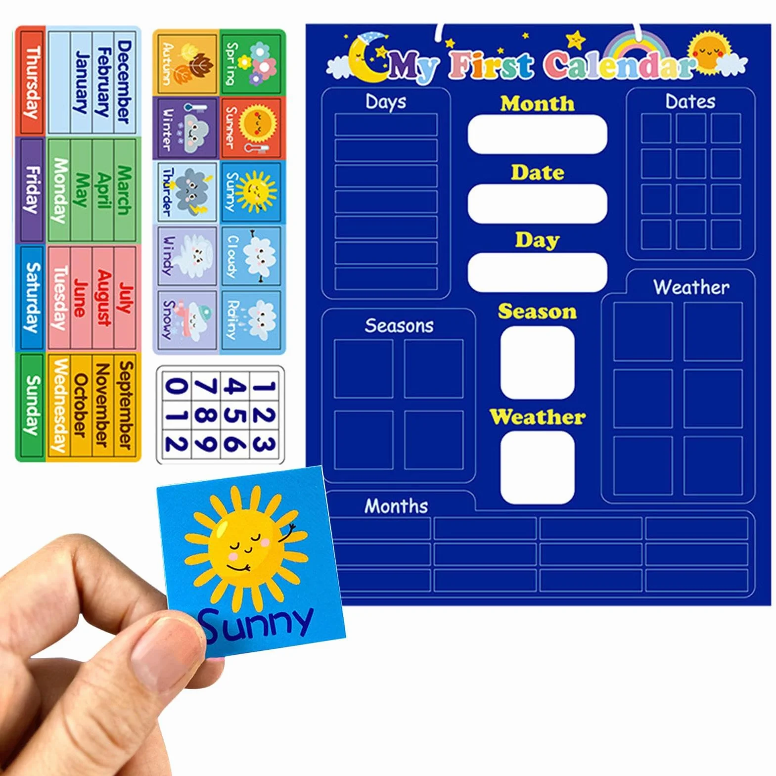 Calendario giornaliero magnetico Kids, primo calendario magnetico giornaliero, calendario per bambini per bambini Giorno del della settimana Bulletin Bulletin Time Bulletin Board