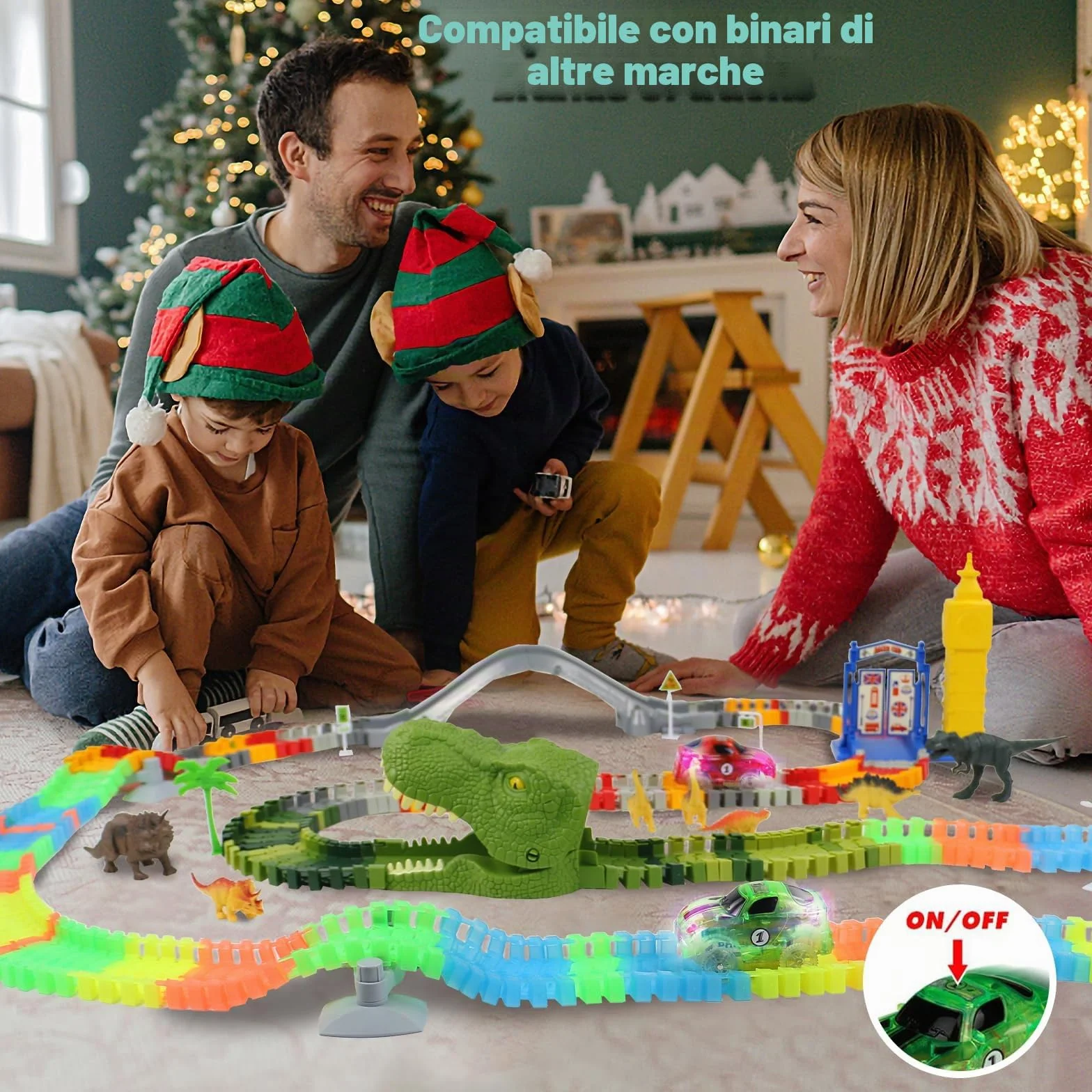 Giochi Bambini 3 Anni Pista Macchinine per Bambini - Giochi Bambino 3 Anni con 240 Pezzi Luminosa Flessibile Pista Macchinine e 2 LED Cars Macchinine Regalo Bambino Bambina 3 4 5 Anni Maschio
