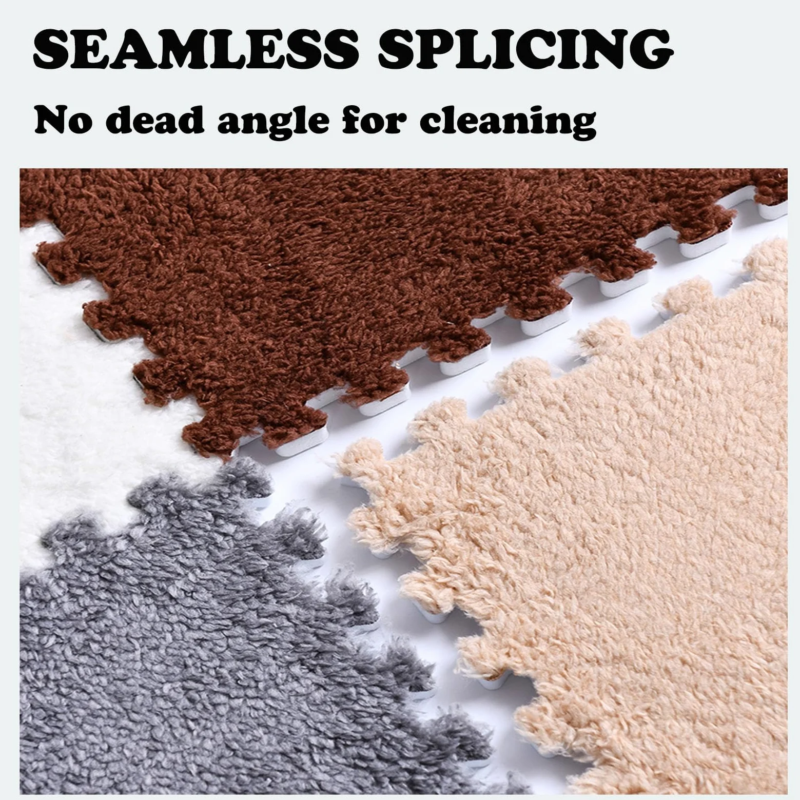 Splice Interlocking Carpet 16 Pezzi Tappetino Interlocking Carpet, Piastrelle per Moquette Soffice, Tappeto Interlocking in Schiuma Morbida, Tappeto Patchwork Antiscivolo,White+Pink