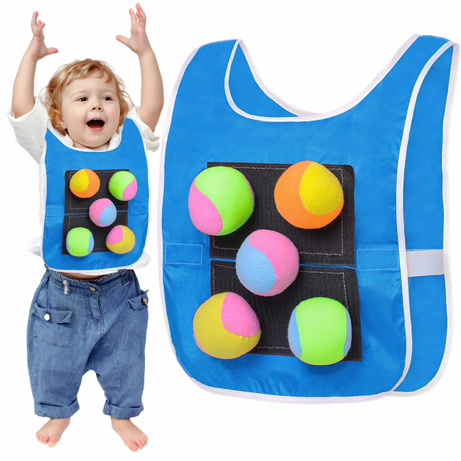 Generico Stick Ball Glet - Fabric morbido, gilet Dodgeball da gioco, set di giochi interattivi | Include 5 palle morbide per il gioco di cattura, perfette per in famiglia all'aperto