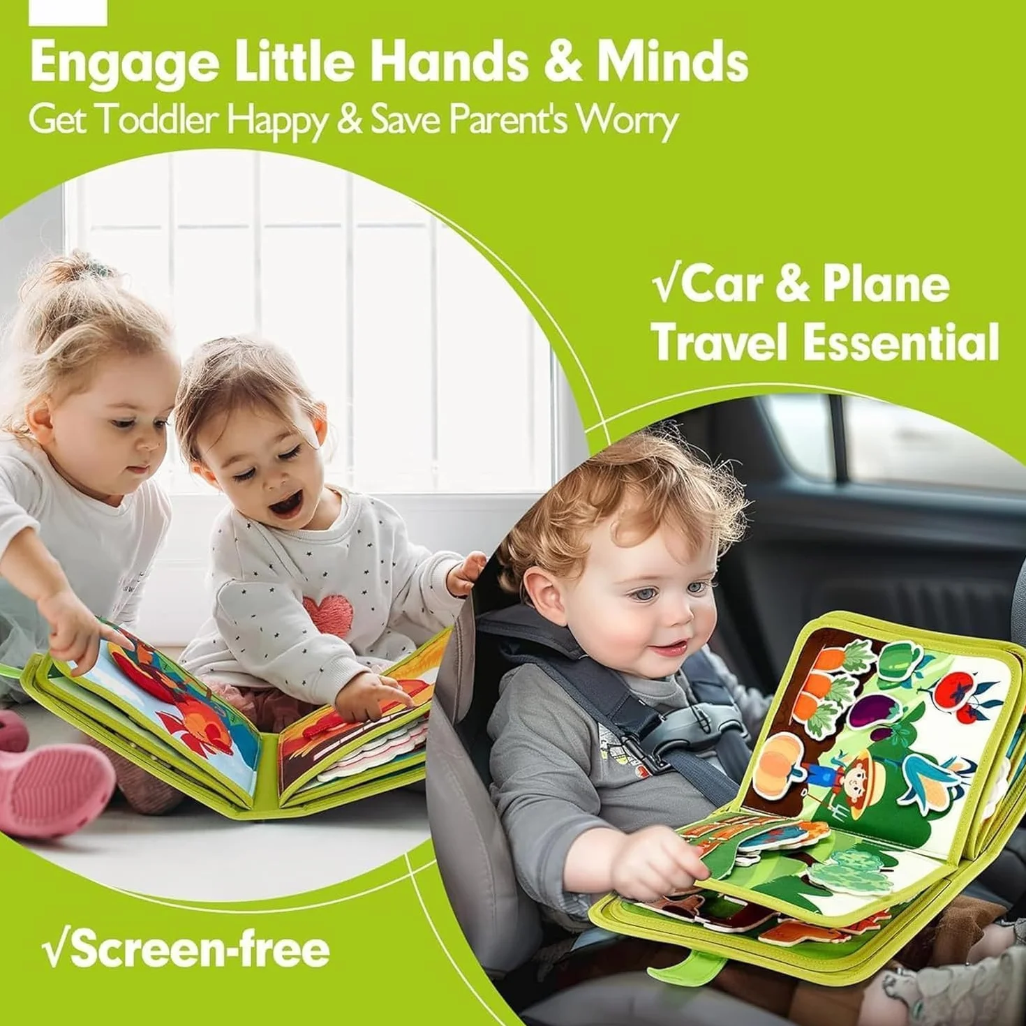 Busy Board Montessori Libro Interattivo 1 Anno - Quiet Book Sensoriale Educativo - Giochi 1-6 Anni Tavolo Pannello di Feltro Attività Valigetta Didattici Regalo Bimbo