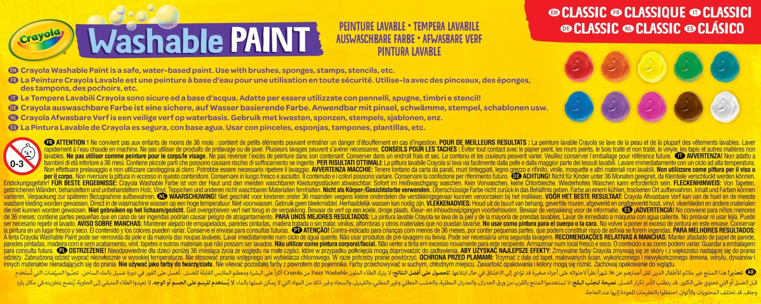 CRAYOLA Tempere Lavabili per Bambini 10x59 ml da 3 Anni