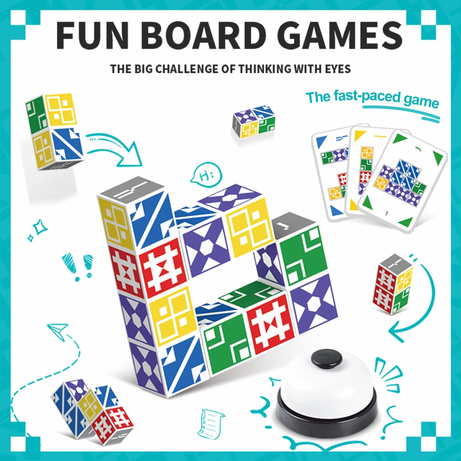 Giochi da tavola, Gioco Veloce di Abbinamento Blocchi per Fino a 6 Giocatori – Il Gioco da Tavolo Perfetto per Famiglia e Amici