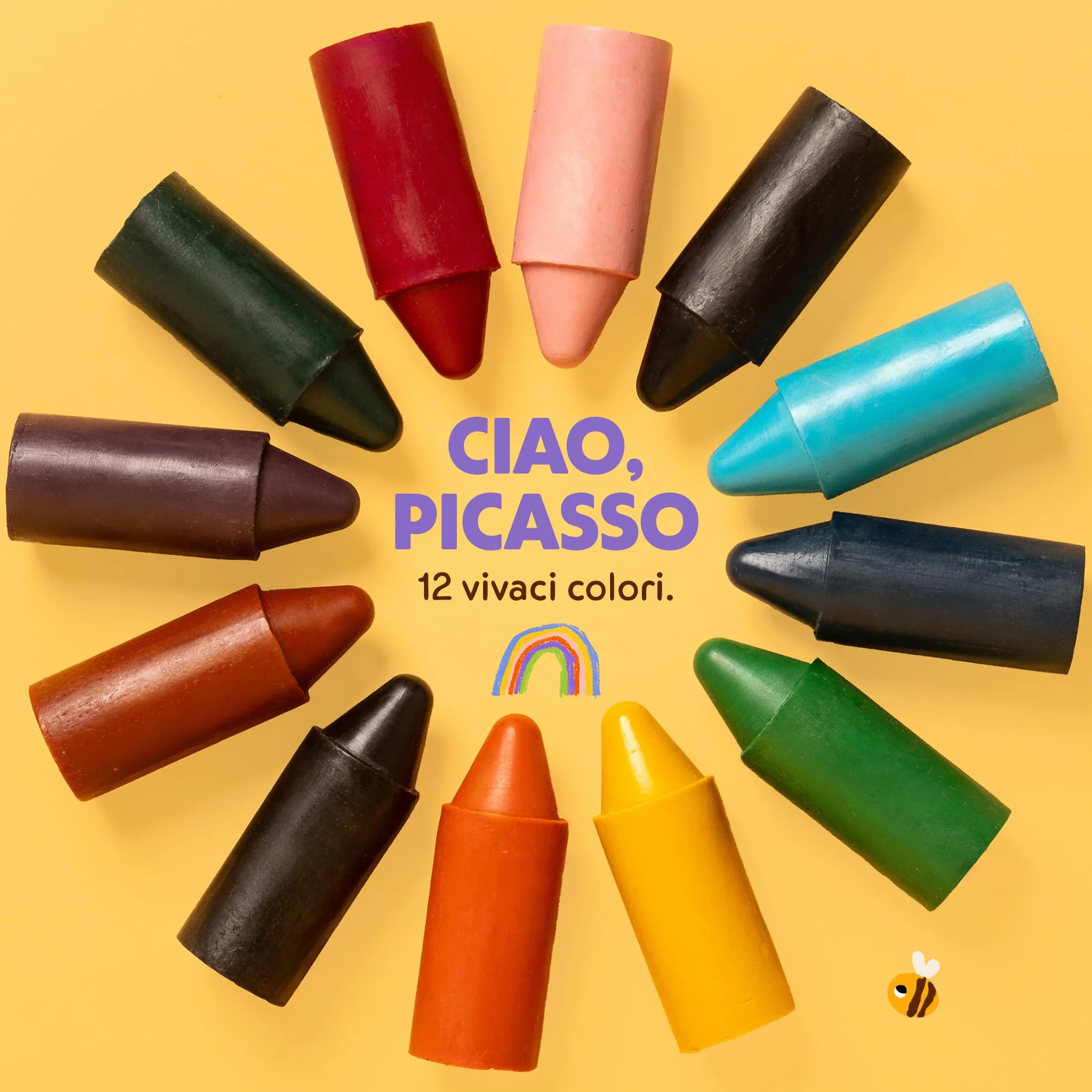 Honeysticks - Pastelli in 100% pura cera d’api (confezione da 12 pezzi). Naturali, atossici e sicuri per tutti i bambini, da 1 anno in su. Fatti a mano in Nuova Zelanda.