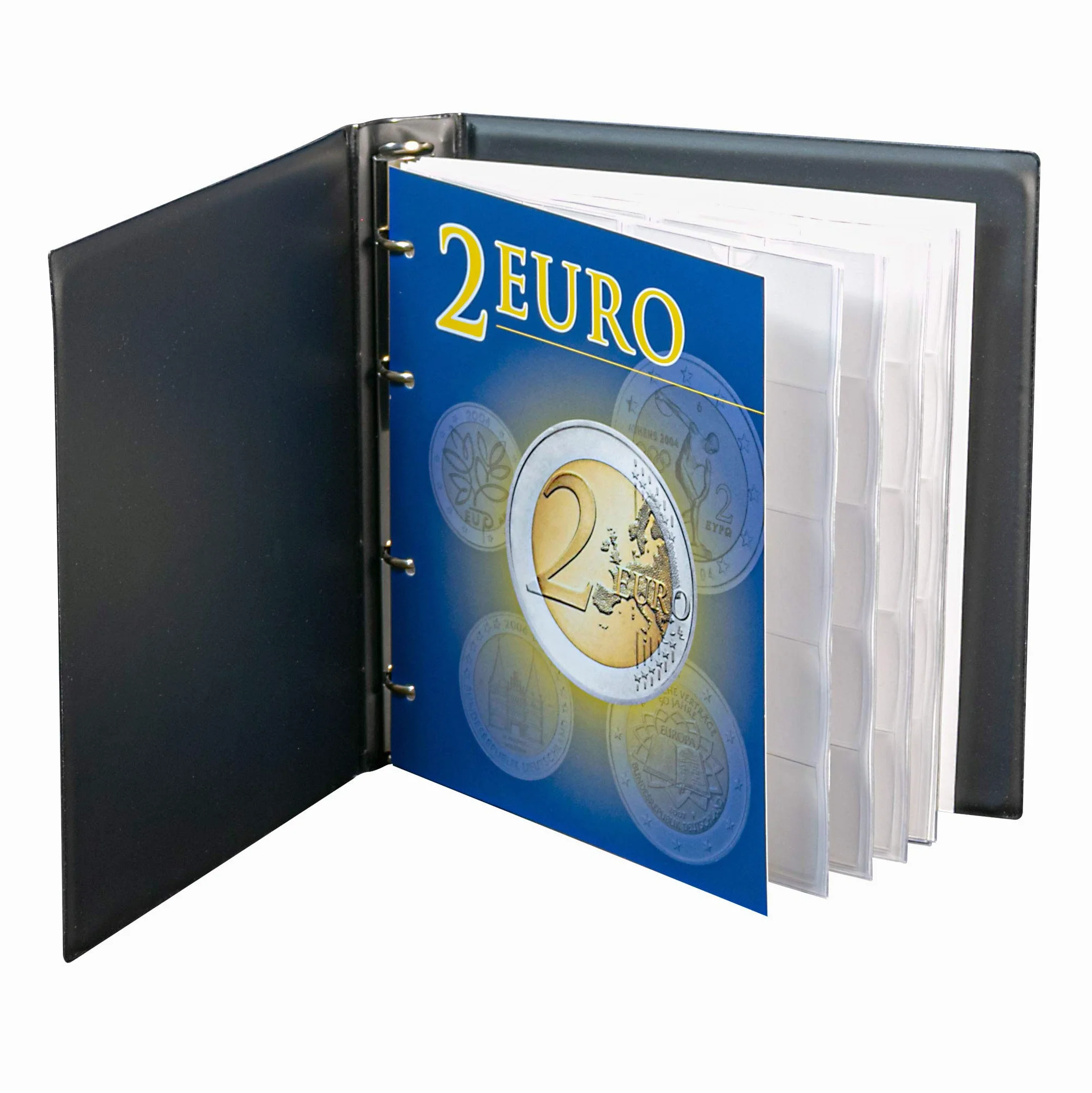 LINDNER Das Original Album per monete da 2 euro con 5 fogli per un totale di 100 monete, espandibile con fogli supplementari
